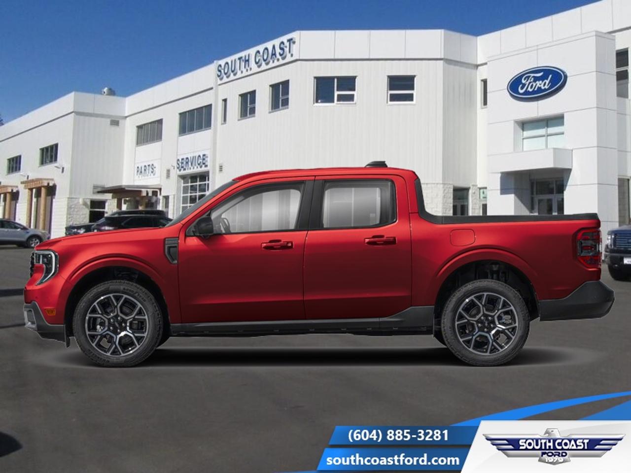 <b>Tow Package, Power Sliding Rear Window!</b><br> <br> The 2026 Ford Maverick delivers compact utility, bold styling and versatile capability in a pickup built for modern life.<br> <br>The 2026 Ford Maverick balances the utility of a pickup with the size and maneuverability tailored for daily use and light-duty tasks. Inside, the cabin features thoughtful materials, simple modern tech and seating designed to support every passenger comfortably. With its versatile footprint, confident styling and Fords reputation for dependability, the Maverick stands out as a smart choice for lifestyle-driven truck buyers.<br> <br>This Ruby Red Metallic Tinted Cc Crew Cab 4X4 pickup has a CVT transmission and is powered by a 191HP 2.5L 4 Cylinder Engine. <br> <br> Our Mavericks trim level is Lariat. This advanced hybrid pickup truck blends capability, efficiency, and premium technology, offering all-wheel drive, Class I towing with trailer sway control, spray-in bed liner, integrated storage, and a 1,500 lb maximum payload for confident hauling and utility. Inside, ActiveX heated front bucket seats with power lumbar, a heated leatherette steering wheel, voice-activated dual-zone automatic climate control, and a 13.2 SYNC 4 display with B&O sound, wireless Apple CarPlay/Android Auto, SiriusXM Traffic, connected navigation, 5G Wi-Fi hotspot, and keyfob remote start create a connected and comfortable cabin. Safety is exceptional with Ford Co-Pilot360 technologies including blind-spot assist, lane centering and lane-keeping aid, adaptive cruise with stop-and-go, aerial view and multiple cameras, reverse brake assist, pre-collision assist with automatic emergency braking and intersection support, front cross-traffic mitigation, front/rear parking sensors, Safety Canopy airbags, and electronic stability control with roll stability management. This vehicle has been upgraded with the following features: Tow Package, Power Sliding Rear Window.<br><br> View the original window sticker for this vehicle with this url <b><a href=http://www.windowsticker.forddirect.com/windowsticker.pdf?vin=3FTTW8S33TRB71945 target=_blank>http://www.windowsticker.forddirect.com/windowsticker.pdf?vin=3FTTW8S33TRB71945</a></b>.<br> <br>To apply right now for financing use this link: <a href=https://www.southcoastford.com/financing/ target=_blank>https://www.southcoastford.com/financing/</a><br> <br/>5.99% financing for 84 months. <br> Buy this vehicle now for the lowest bi-weekly payment of <b>$405.25</b> with $0 down for 84 months @ 5.99% APR O.A.C. ( taxes included, $695 Administration Fee included / Total Obligation of $67306 ). Incentives expire 2026-08-31. See dealer for details. <br><br>Call South Coast Ford Sales or come visit us in person. Were convenient to Sechelt, BC and located at 5606 Wharf Avenue. and look forward to helping you with your automotive needs. <br><br> Come by and check out our fleet of 30+ used cars and trucks and 90+ new cars and trucks for sale in Sechelt.  o~o