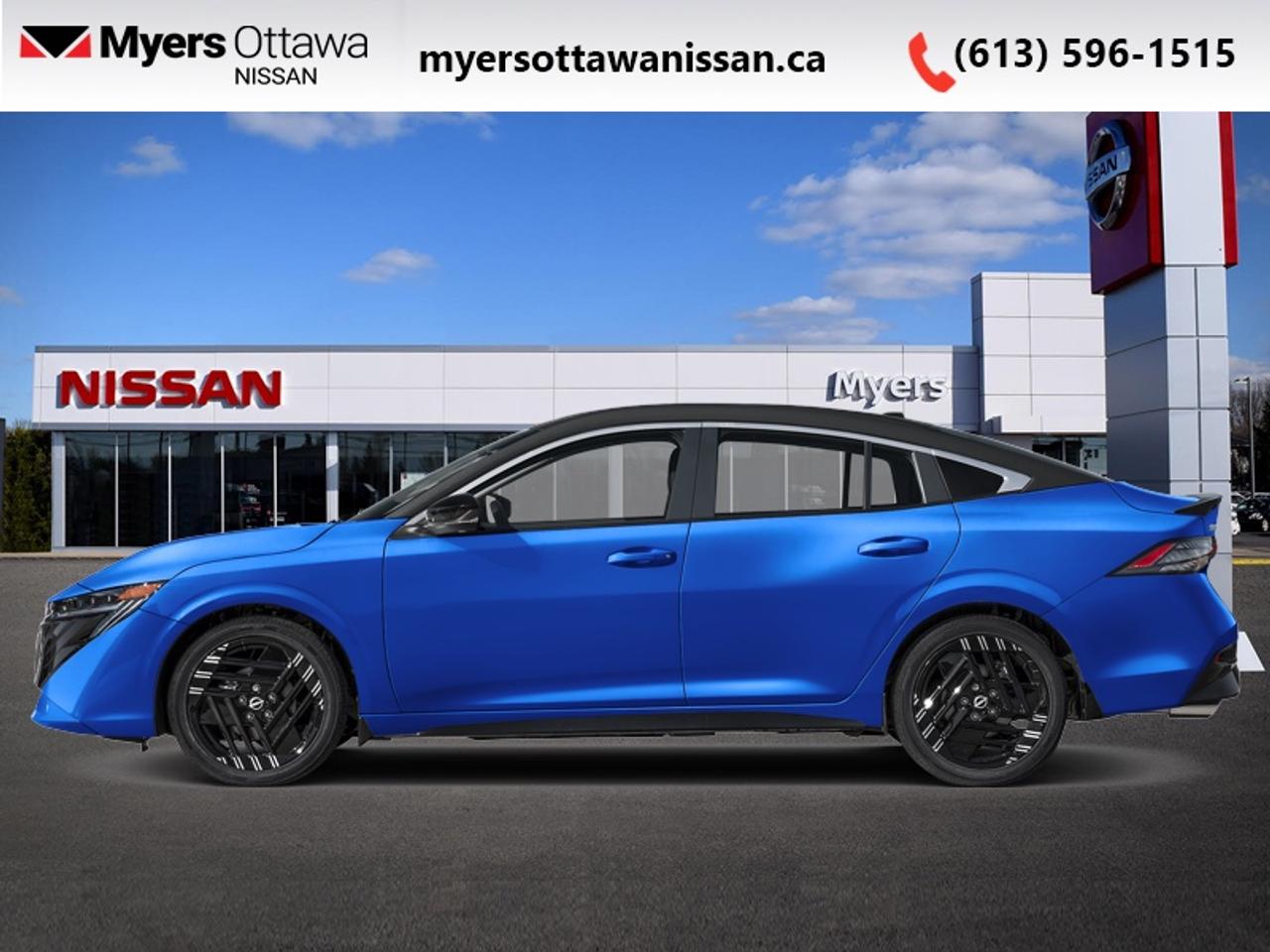 <b>Premium Package!</b><br> <br> Incredible performance blends seamlessly with the exciting interior in this 2026 Sentra.<br> <br>More excitement for the same fuel efficiency was achieved through intelligent design in this 2026 Sentra. Offering an interior you expect from the luxury vehicle, this compact car is packed with power and excitement from the beautiful lights to the stunning spoiler. All the impressive looks blend seamlessly with the upscale interior, making this Sentra an instant classic.<br> <br>This Bluestone Pearl/super Black sedan has an Automatic transmission and is powered by a 149HP 2.0L 4 Cylinder Engine. <br> <br> Our Sentras trim level is SR. This sleek and modern sedan blends sport-inspired styling with advanced comfort and technology for a refined driving experience. The exterior features a dark chrome grille, sunroof, and aerodynamic accents that complement its bold, confident stance. Inside, enjoy heated leatherette seats, a heated leather steering wheel, dual-zone automatic climate control, and a 12.3-inch NissanConnect display offering wireless Apple CarPlay, Android Auto, and smartphone charging. Smart convenience features like keyless entry, remote start, and HomeLink enhance daily comfort, while advanced driver-assistance systems such as ProPILOT Assist, Intelligent Cruise Control and Automatic Emergency Braking with Pedestrian Detection This vehicle has been upgraded with the following features: Premium Package.<br><br> <br>To apply right now for financing use this link: <a href=https://www.myersottawanissan.ca/finance target=_blank>https://www.myersottawanissan.ca/finance</a><br> <br/>Total rebate of $2750 is reflected in the price. Incentives expire 2026-08-31. See dealer for details. <br> <br> <br>LEASING:<br><br>Estimated Lease Payment: $440/m <br>Payment based on 1.9% lease financing for 36 months with $0 down payment on approved credit. Total obligation $15,846. Mileage allowance of 16,000 KM/year. Offer expires 2026-08-31.<br><br><br><br> Come by and check out our fleet of 30+ used cars and trucks and 130+ new cars and trucks for sale in Ottawa.  o~o
