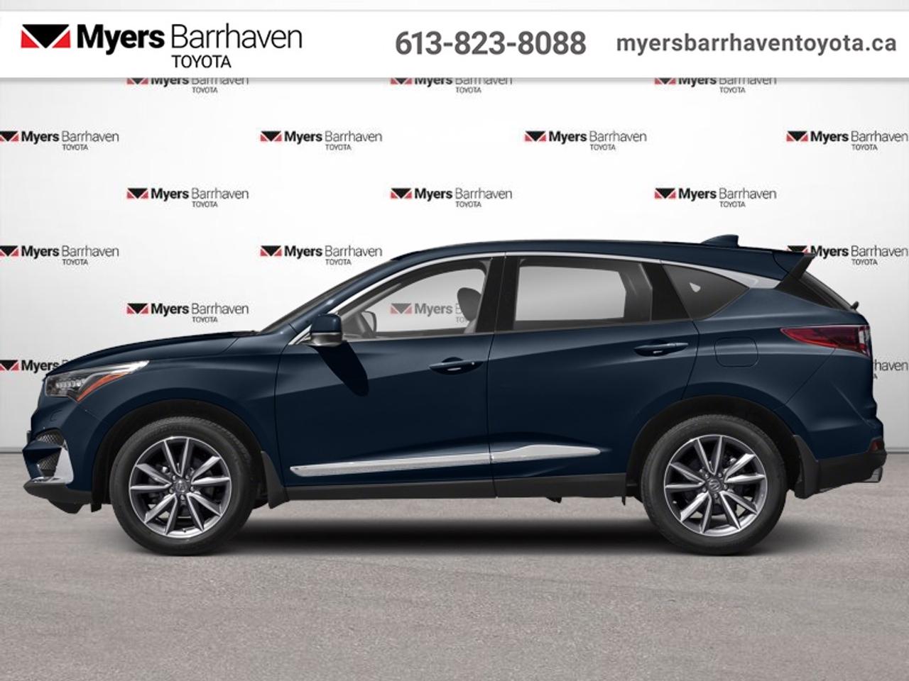 <b>Leather Seats,  Sunroof,  Navigation,  Premium Audio,  Heated Seats!</b><br> <br>  Compare at $33174 - Our Live Market Price is just $31898! <br> <br>This 2021 Acura RDX is sharper, sleeker, and cleaner, arguably one of the best new crossovers. This 2021 Acura RDX is fresh on our lot in Ottawa.<br> <br>This 2021 Acura RDX is cleaner, sharper, and more distinct, with a modern new take on what a crossover should look and feel like. This Acura RDX has all that it takes to be the best SUV in the Acura lineup, and more so one of the best crossovers within its segment. Styled with a luxurious looking grille and multiple added details, this Acura RDX is no longer just your modern crossover SUV, it is a bold statement piece.<br> <br>This SUV has 64,810 km. Its Obsidian Blue P in colour and is completely accident free based on the <a href=https://vhr.carfax.ca/?id=NdPbBTuWzhUTXyokIzWf59lAMWgDGGNT target=_blank>CARFAX Report</a>. It has an Automatic transmission and is powered by a 272HP 2.0L 4 Cylinder Engine. It may have some remaining factory warranty, please check with dealer for details. <br> <br> Our RDXs trim level is Elite AWD. This Elite RDX is dressed to impress with leather seats, heated steering wheel, hands free power liftgate, Elite exclusive wheels, auto dimming mirrors, headlamp washers, and perimeter and approach puddle lamps. This RDX is packed with premium features like power moonroof, leatherette seats, driver memory settings, heated seats, power liftgate, 7 inch multi information display, remote start, keyless access, navigation, a premium audio system, 10 inch touchscreen, Bluetooth, SiriusXM, Apple CarPlay, Wi-Fi, HD Radio, Siri EyesFree, USB connectivity, and texting and e-mail assistance. You also get modern driver assistance and active safety features like collision and road departure mitigation with forward collision warning, lane keep assist with departure warning, adaptive cruise control, blind spot information system, front and rear parking sensors, rain sensing wipers, and speed limit information. This vehicle has been upgraded with the following features: Leather Seats, Sunroof, Navigation, Premium Audio, Heated Seats, Heated Steering Wheel, Power Liftgate.<br> <br>To apply right now for financing use this link: <a href=https://www.myersbarrhaventoyota.ca/quick-approval/ target=_blank>https://www.myersbarrhaventoyota.ca/quick-approval/</a><br> <br/>Buy this vehicle now for the lowest bi-weekly payment of <b>$264.90</b> with $0 down for 72 months @ 8.99% APR O.A.C. ( Plus applicable taxes - Plus applicable fees ). See dealer for details. <br><br>At Myers Barrhaven Toyota we pride ourselves in offering highly desirable pre-owned vehicles. We truly hand pick all our vehicles to offer only the best vehicles to our customers. No two used cars are alike, this is why we have our trained Toyota technicians highly scrutinize all our trade ins and purchases to ensure we can put the Myers seal of approval. Every year we evaluate 1000s of vehicles and only 10-15% meet the Myers Barrhaven Toyota standards. At the end of the day we have mutual interest in selling only the best as we back all our pre-owned vehicles with the Myers *LIFETIME ENGINE TRANSMISSION warranty. Thats right *LIFETIME ENGINE TRANSMISSION warranty, were in this together! If we dont have what youre looking for not to worry, our experienced buyer can help you find the car of your dreams! Ever heard of getting top dollar for your trade but not really sure if you were? Here we leave nothing to chance, every trade-in we appraise goes up onto a live online auction and we get buyers coast to coast and in the USA trying to bid for your trade. This means we simultaneously expose your car to 1000s of buyers to get you top trade in value. <br>We service all makes and models in our new state of the art facility where you can enjoy the convenience of our on-site restaurant, shuttle van, free Wi-Fi, Enterprise Rent-A-Car, on-site tire storage, and complimentary drinks. Come see why many Toyota owners are making the switch to Myers Barrhaven Toyota. <br>*LIFETIME ENGINE TRANSMISSION WARRANTY NOT AVAILABLE FOR VEHICLES WITH KMS EXCEEDING 140,000KM, VEHICLES 8 YEARS & OLDER, HIGHLINE BRAND VEHICLES (e.g., BMW, INFINITI, CADILLAC, LEXUS), AND QUEBEC RESIDENTS.<br> Come by and check out our fleet of 60+ used cars and trucks and 20+ new cars and trucks for sale in Ottawa.  o~o