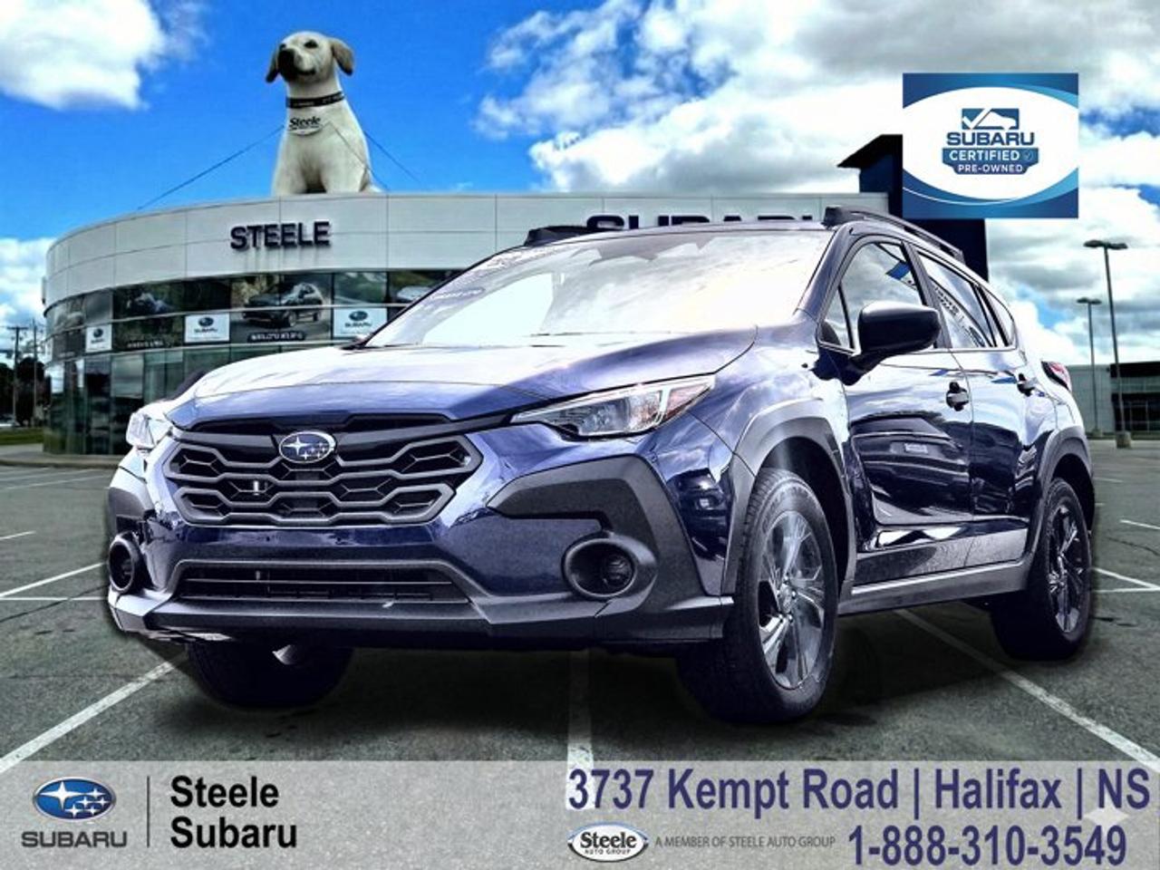 2025 Subaru Crosstrek Convenience | Symmetrical AWD | EyeSight Driver Assist | Heated Front Seats | Apple CarPlaySubaru Certified Pre-Owned (CPO) | Rates as low as 3.99%* | CPO Warranty IncludedWhether youre commuting through Halifax, crossing the MacKay Bridge, or heading out for a weekend along the South Shore, the Crosstrek Convenience feels right at home on Nova Scotia roads. With the versatility to handle changing Maritime weather and the comfort to enjoy those long summer evenings, its an easy vehicle to fit into everyday life.The Crosstrek Convenience is the entry point into Subarus highly capable compact SUV lineup, combining efficiency, comfort, and year-round confidence. Powered by a 2.0-litre SUBARU BOXER engine paired with a Lineartronic CVT and Subaru Symmetrical Full-Time AWD, it delivers predictable handling, excellent visibility, and sure-footed performance in all conditions. This low-mileage, one-owner lease return has been well cared for and offers exceptional value for drivers looking to enjoy the benefits of a nearly new Subaru with the added confidence of Subaru Certified Pre-Owned coverage. Whether its daily commuting, weekend adventures, or family duties, the Crosstreks practical design and comfortable ride make it an easy choice.Performance & Safety* 2.0L SUBARU BOXER 4-cylinder engine* Lineartronic CVT automatic transmission* Subaru Symmetrical Full-Time AWD* EyeSight Driver Assist Technology* Adaptive Cruise Control* Pre-Collision Braking System* Lane Departure Warning* Lane Keep Assist* Vehicle Dynamics Control* Traction Control System* Anti-lock Braking System* Rear Vision CameraComfort & Tech* Heated front seats* Cloth upholstery* Dual 7-inch touchscreen infotainment system* Apple CarPlay & Android Auto* Bluetooth connectivity* Keyless entry* Automatic climate control* Heated exterior mirrors* USB ports* Steering wheel audio controlsContact Steele Subaru in Halifax to schedule a test drive and experience everything the Crosstrek has to offer. Its a practical way to make the most of the Nova Scotia summer, whether youre heading to the farmers market in Wolfville or planning a weekend getaway before the long weekend.SUBARU CERTIFIED PRE-OWNEDThis vehicle is Subaru Certified Pre-Owned, having successfully passed a comprehensive 160-Point Inspection completed by Subaru factory-trained technicians to ensure quality and peace of mind. Any needed repair or maintenance is performed before the vehicle is certified, so it meets Subarus standards for safety, security, and performance. Every Subaru CPO vehicle includes a CARFAX® Vehicle History Report for full transparency. Your Subaru CPO also includes a Certified Limited Warranty with coverage based on age and mileage (minimum 3-month/5,000-km), with upgrade options available through Subaru Protection Plan. For added confidence, Subaru 360 C.A.R.E. 24-hour roadside assistance backed by CAA is included across Canada and the U.S., and youll receive a one-time 10-day / 1,000-km exchange privilege with the selling dealer. Buy with confidence knowing this vehicle has been thoroughly checked and prepared to Subarus standards. Trade-ins are always welcome, and were here to help make your next vehicle purchase smooth and worry-free.Ask us about flexible financing or extended warranty options.*Limited time purchase financing offer provided through Subaru Financial Services by TCCI for qualifying Subaru Certified Pre-Owned Vehicles on approved credit. Rates are subject to change without notice. See your participating Subaru dealer for complete details, terms and conditions.