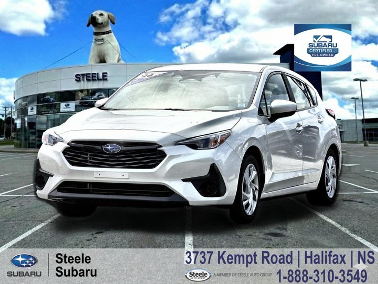 2026 Subaru Impreza Convenience | Symmetrical AWD | EyeSight Driver Assist | Heated Front Seats | Apple CarPlaySubaru Certified Pre-Owned (CPO) | Rates as low as 3.99%* | CPO Warranty IncludedFrom daily commutes across the MacKay Bridge to weekend drives down the South Shore, the Subaru Impreza is perfectly suited to life in Nova Scotia. Comfortable, efficient, and confidence-inspiring in changing Maritime weather, its the kind of car that feels just as at home downtown Halifax as it does on a sunny drive through the Annapolis Valley.The Impreza Convenience delivers exceptional value with Subarus renowned engineering and year-round capability. Powered by a responsive SUBARU BOXER engine paired with an automatic transmission and Subaru Symmetrical Full-Time AWD, it offers confident all-weather handling, excellent visibility, and a smooth, composed driving experience. This Subaru Certified Pre-Owned example is a rental buy-back that represents amazing value, with low mileage and the added confidence of Subarus rigorous CPO inspection and reconditioning process. Practical, efficient, and easy to live with, its a smart choice for drivers seeking dependable everyday transportation backed by Subarus reputation for durability and safety.Performance & Safety* 2.0L SUBARU BOXER engine* Lineartronic CVT automatic transmission* Subaru Symmetrical Full-Time AWD* EyeSight Driver Assist Technology* Pre-Collision Braking System* Adaptive Cruise Control* Lane Departure Warning* Lane Keep Assist* Vehicle Dynamics Control* Traction Control System* Anti-lock Braking System* Rear Vision CameraComfort & Tech* Heated front seats* Cloth upholstery* Dual 7-inch touchscreen infotainment system* Apple CarPlay & Android Auto* Bluetooth connectivity* Keyless entry* Automatic climate control* Heated exterior mirrors* USB ports* Steering wheel audio controlsContact Steele Subaru in Halifax to schedule a test drive and see why the Impreza remains one of Canadas most trusted compact cars. Whether youre getting road-trip ready for the Nova Scotia summer or looking for a capable daily driver, this Certified Pre-Owned Impreza is well worth a closer look.SUBARU CERTIFIED PRE-OWNEDThis vehicle is Subaru Certified Pre-Owned, having successfully passed a comprehensive 160-Point Inspection completed by Subaru factory-trained technicians to ensure quality and peace of mind. Any needed repair or maintenance is performed before the vehicle is certified, so it meets Subarus standards for safety, security, and performance. Every Subaru CPO vehicle includes a CARFAX® Vehicle History Report for full transparency. Your Subaru CPO also includes a Certified Limited Warranty with coverage based on age and mileage (minimum 3-month/5,000-km), with upgrade options available through Subaru Protection Plan. For added confidence, Subaru 360 C.A.R.E. 24-hour roadside assistance backed by CAA is included across Canada and the U.S., and youll receive a one-time 10-day / 1,000-km exchange privilege with the selling dealer. Buy with confidence knowing this vehicle has been thoroughly checked and prepared to Subarus standards. Trade-ins are always welcome, and were here to help make your next vehicle purchase smooth and worry-free.Ask us about flexible financing or extended warranty options.*Limited time purchase financing offer provided through Subaru Financial Services by TCCI for qualifying Subaru Certified Pre-Owned Vehicles on approved credit. Rates are subject to change without notice. See your participating Subaru dealer for complete details, terms and conditions.
