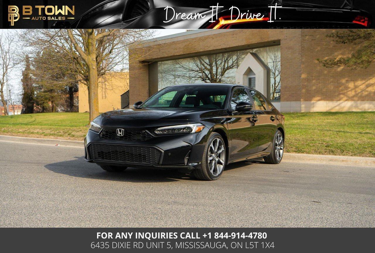 <strong>2025 Honda Civic Sport Touring Hybrid</strong>




<span>Finished in </span><span>Black</span><span>, this 2025 Honda Civic Sport Touring Hybrid combines sporty styling, premium comfort, advanced technology, and impressive hybrid efficiency in a refined everyday sedan.</span>




<span>Powered by a </span><span>2.0L 4-cylinder hybrid powertrain</span><span> paired with an </span><span>e-CVT</span><span> and Front-Wheel Drive, delivering smooth, responsive performance with excellent fuel efficiency.</span>




<strong>Key Features & Options:</strong>

<ul>
<li><span>2.0L 4-Cylinder Hybrid Powertrain</span></li>
<li><span>e-CVT</span></li>
<li><span>Front-Wheel Drive</span></li>
<li><span>Sport Touring Trim</span></li>
<li><span>Leather-Trimmed Seating</span></li>
<li><span>Heated Front Seats</span></li>
<li><span>Power Front Seats</span></li>
<li><span>Heated Steering Wheel</span></li>
<li><span>Power Sunroof</span></li>
<li><span>Digital Instrument Display</span></li>
<li><span>Touchscreen Infotainment System</span></li>
<li><span>Wireless Apple CarPlay & Android Auto</span></li>
<li><span>Wireless Phone Charging</span></li>
<li><span>Bose Premium Sound System</span></li>
<li><span>Dual-Zone Automatic Climate Control</span></li>
<li><span>Adaptive Cruise Control</span></li>
<li><span>Collision Mitigation Braking</span></li>
<li><span>Lane Keeping Assist</span></li>
<li><span>Blind Spot Information System</span></li>
<li><span>Multi-Angle Rearview Camera</span></li>
<li><span>Front & Rear Parking Sensors</span></li>
<li><span>Smart Entry & Push-Button Start</span></li>
<li><span>LED Headlights</span></li>
<li><span>Sport Alloy Wheels</span></li>
</ul>






<strong>At B-Town Auto Tricity, each vehicle undergoes a comprehensive inspection to ensure exceptional quality and performance. We proudly serve customers across the Greater Toronto Area and beyond, offering competitive financing, trade-ins, and nationwide shipping.</strong>




<strong>$999* FINANCING FEES APPLY.</strong>




<strong>Special Financing price: $ *</strong>

<strong>Cash Price: $ *</strong>




<strong>Thank you for choosing B-Town Auto Tricity.</strong>