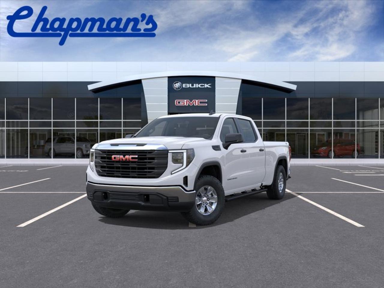 Meet the brand new 2026 GMC Sierra 1500 Pro Crew Cab 4wd at Chapman Chevrolet Buick GMC in Killarney. Finished in White with a Black interior, this full-size pickup brings proven V8 power, a roomy Crew Cab layout, and the everyday ease of an automatic transmission. The 2026 GMC Sierra 1500 Pro Crew Cab 4wd is built for work, travel, and life in every season.

FEATURES OF THE Sierra 1500 Pro Crew Cab 4wd

»» Crew Cab adds generous passenger room
»» Four-wheel drive supports year-round traction
»» White exterior looks clean and durable
»» Black interior keeps a classic look

TRUCK FEATURES

»» 5.3-litre V8 delivers strong hauling power
»» Pickup box supports gear and jobsite needs
»» Four-wheel drive helps on rough surfaces
»» Side steps aid cabin entry

ADVANCED SAFETY FEATURES

»» Four-wheel disc brakes support controlled stopping
»» Sturdy truck design inspires daily confidence
»» Elevated driving position improves outward visibility
»» Crew Cab layout adds practical family space

PERFORMANCE AND EFFICIENCY

»» 5.3-litre V8 offers dependable performance
»» Automatic transmission delivers smooth power shifts
»» Four-wheel drive boosts traction in Canada
»» Gas engine suits long-distance driving needs

COMFORT AND CONVENIENCE

»» Crew Cab gives roomy rear seating
»» Side steps make entry easier
»» Automatic transmission reduces driver effort
»» Spacious cabin supports workday comfort

TECHNOLOGY AND CONNECTIVITY

»» Clear instrument layout supports quick checks
»» Automatic transmission simplifies daily operation
»» Practical cabin design keeps controls accessible
»» Modern truck platform supports everyday usability

CARGO SPACE

»» Pickup bed handles tools and supplies
»» Crew Cab balances passengers and cargo
»» Box area suits weekend project loads
»» Cabin storage helps organize essentials

WHAT OTHER OWNERS LIKE

»» Strong V8 power for daily tasks
»» Crew Cab room for family trips
»» Four-wheel drive confidence in poor weather
»» Easy entry with helpful side steps

The brand new 2026 GMC Sierra 1500 Pro Crew Cab 4wd is a smart choice for drivers who want honest capability without extra fuss. Its 5.3L V8 gas engine delivers the strength truck owners value, while the automatic transmission helps keep every drive smooth and simple. Aluminum wheels add a clean, durable finish that suits the Sierras hard-working nature.

This truck is well suited for drivers who need one vehicle for many roles. It can handle commuting, jobsite duty, weekend projects, and travel around Manitoba with equal confidence. The White exterior gives it a fresh, professional look, and the Black interior keeps things easy to maintain. At Chapman Chevrolet Buick GMC in Killarney, this new Sierra is ready to bring full-size truck utility to your driveway.

This 2026 GMC Sierra 1500 Pro Crew Cab 4wds VIN is: 1GTUUAED2TZ470473 .