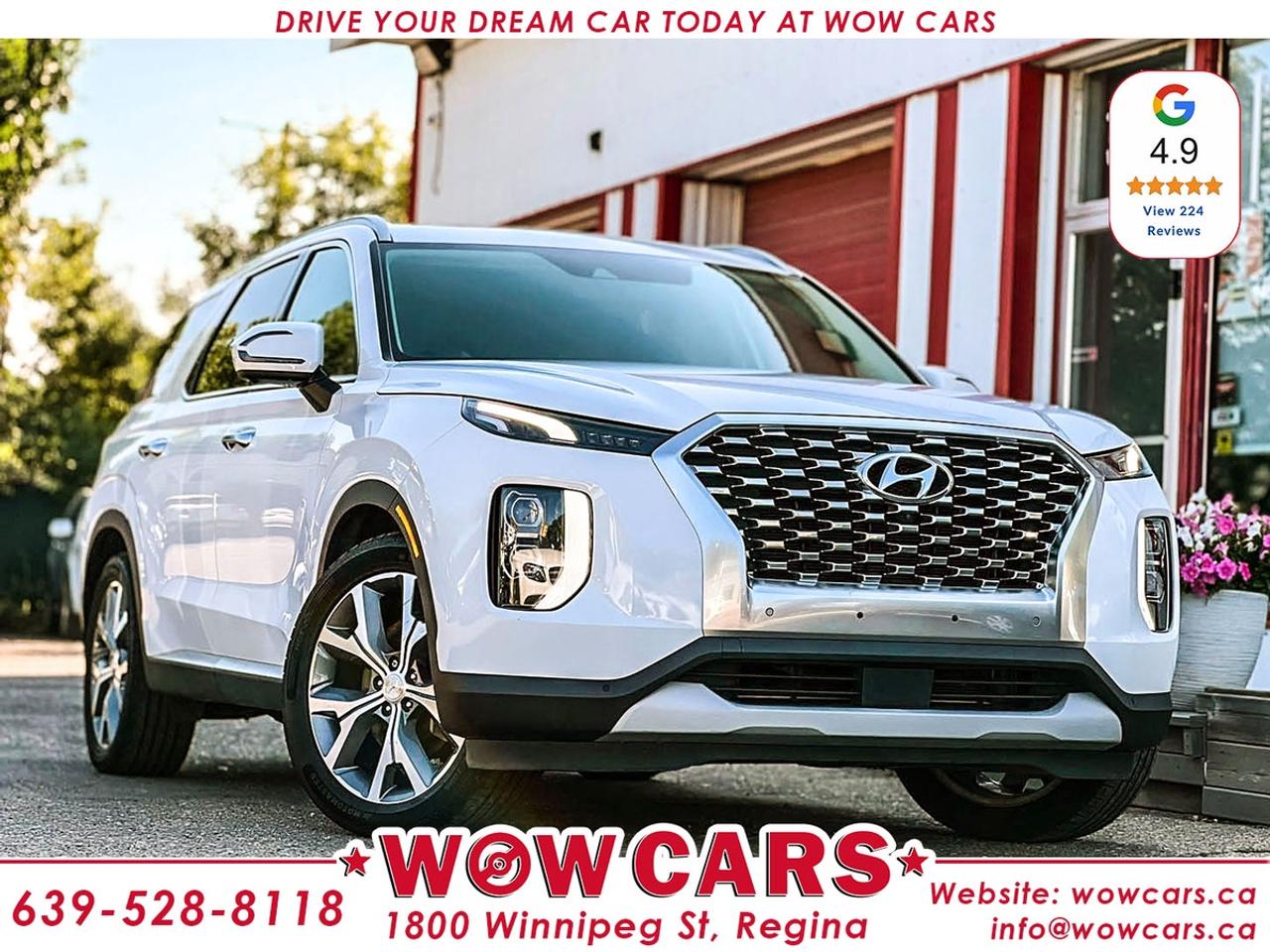2020 Hyundai Palisade Luxury AWD Odometer: 108,892 KmPrice: $31,990+tax<br/> <br/> Financing Available <br/> <br/> WOW Factors:--Certified and mechanical inspection <br/> -No Accidents <br/> <br/> <br/> <br/> Highlight features:--Apple Carplay, Android Auto <br/> -Front Collision Warning <br/> -Lane Keep Departure Warning <br/> -Adaptive Cruise Control <br/> -Blind Spot Monitoring Sensor and Camera <br/> -Navigation <br/> -Power/Memory Leather Seat <br/> -Heated and Cooled Front Seats <br/> -Rear Heated Seats <br/> -Heated Steering Wheel <br/> -Power Folding 3rd Row Seats <br/> -All-Wheel Drive <br/> -Parking Sensors (Front and Rear) <br/> -Alloy Wheels <br/> -Sunroof <br/> -Remote Starter <br/> -Harmon Kardon Sound System <br/> -Rear Cross-Traffic Collision-Avoidance Assist <br/> -360 Surround Camera <br/> -Push Button Start and much more <br/> <br/> Financing Available Driven by Trust, Powered by Family  Your Destination for Quality Pre-Owned Vehicles <br/> At our family-owned dealership, customer satisfaction isnt just a goal  its our promise. We specialize in pre-owned Cars, SUVs, Vans, and Trucks, offering standout value with the WOW factors that set us apart. From exceptional Google reviews to unmatched after-sales service, we go above and beyond to make your experience seamless, transparent, and friendly. <br/> <br/> <br/> Visit WOW CARS Today at 1800 Winnipeg Street Regina, SK S4P1G2, or give us a call at (639) 528-8II8. <br/>