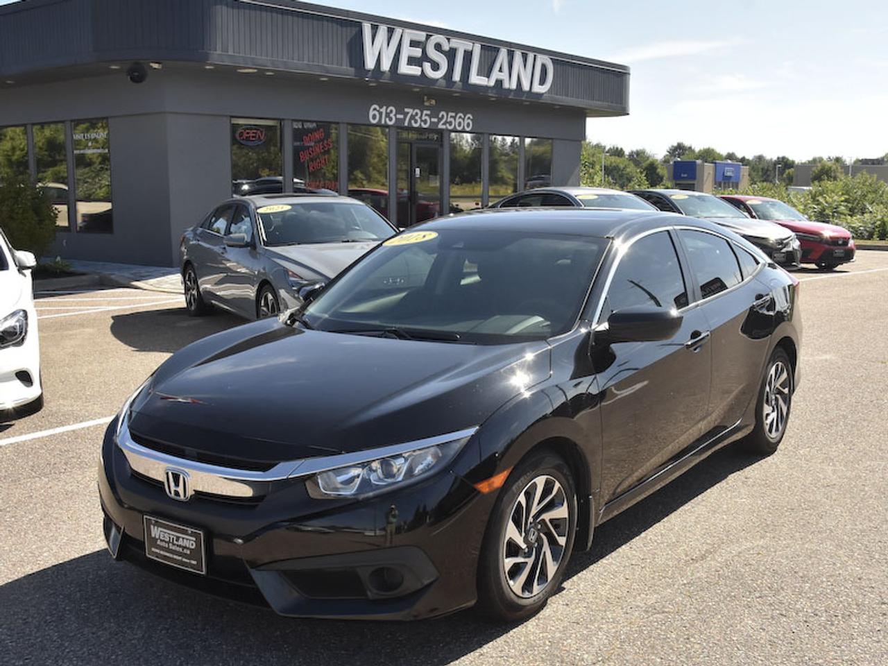 <p>Looking for a reliable and stylish ride thats perfect for navigating city streets and hitting the open road? Look no further than this sleek black 2018 Honda Civic SE, available now at Westland Auto Sales. With its sporty sedan design and classic black exterior, this Civic is sure to turn heads. Step inside, and youll find a comfortable and refined black interior, designed with both driver and passengers in mind. Under the hood, a fuel-efficient 2.0L 4-cylinder engine paired with a smooth Variable Transmission (CVT) delivers an engaging driving experience without compromising on economy.</p><p>This 2018 Honda Civic SE has a recorded 159,800 kilometers, testament to its well-maintained history and Hondas renowned durability. Whether youre commuting to work, running errands, or planning your next weekend adventure, this Civic is ready to be your trusted companion. The front-wheel-drive system provides confident handling, making it a practical choice for various Canadian driving conditions.</p><p>Here are five features that make this 2018 Honda Civic SE a truly appealing option:</p><ul><li><strong>Legendary Honda Reliability:</strong> Known for its longevity and dependable performance, a Honda Civic offers peace of mind on every journey.</li><li><strong>Fuel-Efficient 2.0L Engine:</strong> Enjoy impressive gas mileage, saving you money at the pump while still providing zippy acceleration for everyday driving.</li><li><strong>Smooth CVT Transmission:</strong> Experience seamless gear changes and an effortless driving feel, enhancing both comfort and fuel economy.</li><li><strong>Sleek Sedan Styling:</strong> The iconic Civic silhouette in a striking black exterior offers a timeless and sophisticated look that never goes out of style.</li><li><strong>Comfortable Black Interior:</strong> A consistently elegant and easy-to-maintain black interior creates a pleasant environment for all occupants.</li></ul><p><strong><em>Powered by AutoIntelligence&trade;</em></strong></p><p>Vehicle information has been generated using artificial intelligence and is provided for informational purposes only. While efforts are made to ensure accuracy, please confirm all details directly with the dealer.</p>