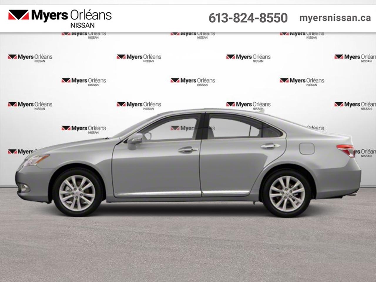 New Arrival! This 2011 Lexus ES is fresh on our lot in Orleans. Its Silver in colour. It has an Automatic transmission and is powered by a 268HP 3.5L V6 Cylinder Engine. It may have some remaining factory warranty, please check with dealer for details.<br> <br/><br>We are proud to regularly serve our clients and ready to help you find the right car that fits your needs, your wants, and your budget.And, of course, were always happy to answer any of your questions.Proudly supporting Ottawa, Orleans, Vanier, Barrhaven, Kanata, Nepean, Stittsville, Carp, Dunrobin, Kemptville, Westboro, Cumberland, Rockland, Embrun , Casselman , Limoges, Crysler and beyond! Call us at (613) 824-8550 or use the Get More Info button for more information. Please see dealer for details. The vehicle may not be exactly as shown. The selling price includes all fees, licensing & taxes are extra. OMVIC licensed.Find out why Myers Orleans Nissan is Ottawas number one rated Nissan dealership for customer satisfaction! We take pride in offering our clients exceptional bilingual customer service throughout our sales, service and parts departments. Located just off highway 174 at the Jean DÀrc exit, in the Orleans Auto Mall, we have a huge selection of Used vehicles and our professional team will help you find the Nissan that fits both your lifestyle and budget. And if we dont have it here, we will find it or you! Visit or call us today.<br>*LIFETIME ENGINE TRANSMISSION WARRANTY NOT AVAILABLE ON VEHICLES WITH KMS EXCEEDING 140,000KM, VEHICLES 8 YEARS & OLDER, OR HIGHLINE BRAND VEHICLE(eg. BMW, INFINITI. CADILLAC, LEXUS...)<br> Come by and check out our fleet of 40+ used cars and trucks and 110+ new cars and trucks for sale in Orleans.  o~o