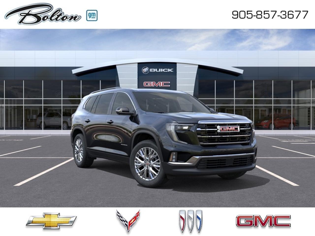 <b>Sunroof, Luxury Package!</b><br> <br> The 2027 GMC Acadia features advanced driver-assist systems and intuitive connectivity engineered to keep you connected and secure on every road trip.<br> <br>From the outside, the 2027 GMC Acadia presents a bold and confident silhouette featuring a distinctive front grille, signature lighting elements, and a planted stance that commands attention without losing its sophisticated edge. Inside, the spacious multi-row cabin surrounds you with premium materials, expansive digital displays, and highly flexible seating configurations engineered to comfortably handle both a full house of passengers and a massive amount of cargo. With its exceptionally smooth ride quality, comprehensive suite of active safety technologies, and a hard-earned reputation for everyday utility, this family-focused SUV adapts effortlessly to school runs, weekend adventures, and cross-country road trips alike.<br> <br>This Ebony Twilight Metallic SUV has an Automatic transmission and is powered by a 328HP 2.5L 4 Cylinder Engine. This vehicle has been upgraded with the following features: Sunroof, Luxury Package.<br><br> <br>To apply right now for financing use this link: <a href=http://www.boltongm.ca/?https://CreditOnline.dealertrack.ca/Web/Default.aspx?Token=44d8010f-7908-4762-ad47-0d0b7de44fa8&Lang=en target=_blank>http://www.boltongm.ca/?https://CreditOnline.dealertrack.ca/Web/Default.aspx?Token=44d8010f-7908-4762-ad47-0d0b7de44fa8&Lang=en</a><br> <br/><br>At Bolton Motor Products, we offer new Chevrolet, Cadillac, Buick, GMC cars and trucks in Bolton, along with used cars, trucks and SUVs by top manufacturers. Our sales staff will help you find that new or used car you have been searching for in the Bolton, Brampton, Nobleton, Kleinburg, Vaughan, & Maple area.<br> Come by and check out our fleet of 20+ used cars and trucks and 110+ new cars and trucks for sale in Bolton.  o~o