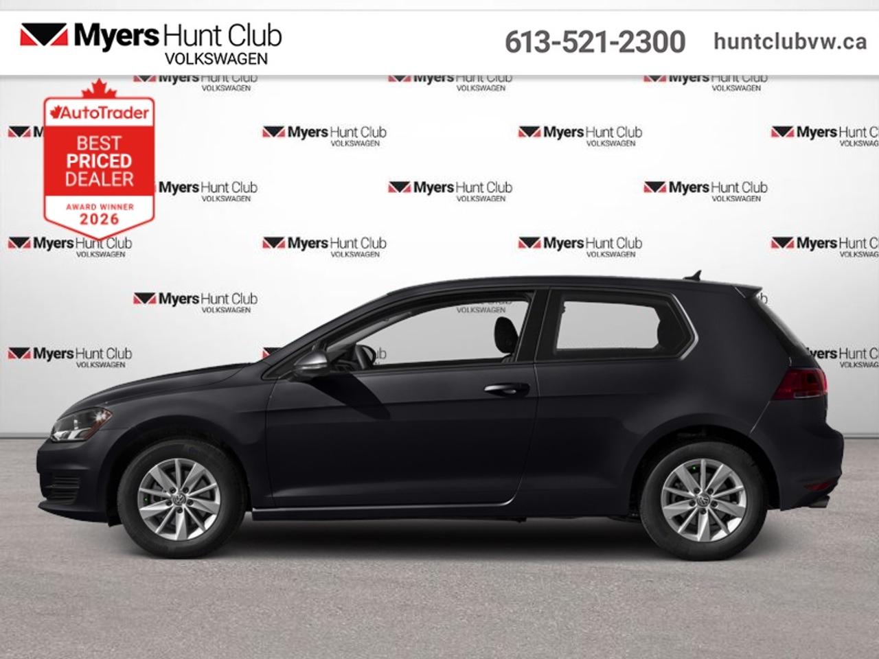 This new Golf has a very good acceleration and levels of grip that should not be found in a normal every day hatchback. This 2015 Volkswagen Golf is fresh on our lot in Gloucester.<br> <br>The redesigned 2015 Volkswagen Golf delivers competitive performance, comfort and refinement. Reshaped headlights and taillights, and side body panels with slightly sharper creases are the only giveaways that this is a new-generation Golf. The interior is also very similar, with only minor changes and improvements to note. For a small hatchback, its a worthy consideration.<br> <br>This hatchback has 130,500 km. Its Deep Black Pearl in colour. It has an Automatic transmission and is powered by a 170HP 1.8L 4 Cylinder Engine.<br> <br>To apply right now for financing use this link: <a href=https://www.huntclubvw.ca/financing-request/ target=_blank>https://www.huntclubvw.ca/financing-request/</a><br> <br/><br>At Myers Hunt Club Volkswagen, our focus is customers like you. Our dedicated service, parts, and sales team are here to make your automotive experience a special one. We are very proud of our achievements and awards over the last 25 years and are committed to providing the same great service to our present and future customers. If youre looking for a vehicle, Myers Hunt Club Volkswagen is your destination for new, used, and certified pre-owned Volkswagen vehicles as well as other makes and models. Whatever your needs, we can help you here at Myers Hunt Club Volkswagen. </br><br> Come by and check out our fleet of 40+ used cars and trucks and 120+ new cars and trucks for sale in Gloucester.  o~o