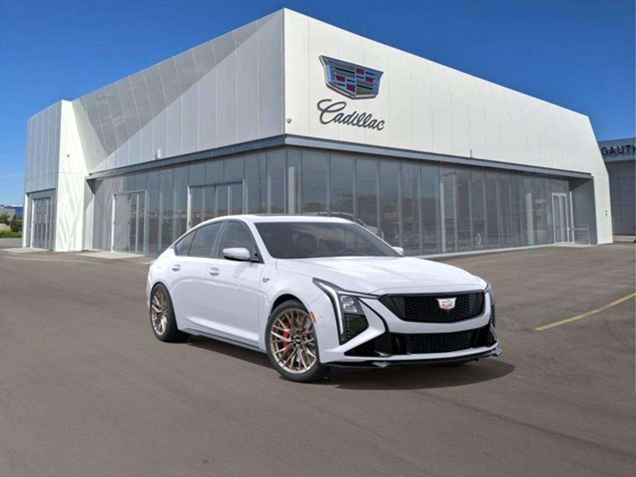 The 2026 Cadillac CT5-V Blackwing is a high-performance luxury sedan powered by a hand-built 6.2-liter supercharged V8 producing 668 horsepower and 659 lb-ft of torque. It comes with a 10-speed automatic transmission, and Cadillac estimates a 0-to-60-mph time of just 3.4 seconds. Performance equipment includes Brembo performance brakes, Magnetic Ride Control, custom Launch Control with Line Lock, 19-inch forged aluminum wheels, and a performance steering wheel with a V-Mode button. Inside, the Blackwing features a 33-inch Horizon Display with Google built-in, an AKG 16-speaker audio system, carbon-fiber trim, 126-color interior lighting, and an Enhanced Performance Data Recorder.