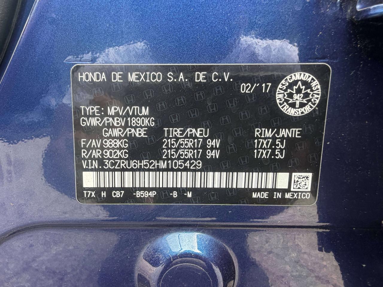 2017 Honda HR-V EX !! ONE OWNER !! 91460 KMS !!CAR FAX CLEAN Photo