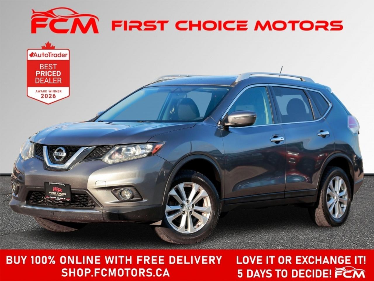 ** ** SPECIAL LIMITED TIME OFFER ** ** PURCHASE ANY VEHICLE THIS WEEK AND RECEIVE 4 BRAND-NEW ALL-SEASON TIRES AT NO ADDITIONAL COST!!! DONT MISS THIS EXCLUSIVE CHANCE TO UPGRADE YOUR RIDE AND STAY PREPARED FOR ANY WEATHER!!!       EXCITING NEWS FROM FIRST CHOICE MOTORS! Our brand-new online showroom is now open to the public, bringing the ultimate car shopping experience right to your fingertips! Enjoy a 100% online car shopping experience, with over 500 certified vehicles in stock, comprehensive protection plans, and thousands of new auto parts & accessories available! Plus, for a limited time, were offering FREE deliveries across Ontario on all vehicle purchases! Dont miss outvisit Shop.fcmotors.ca to find and upgrade your perfect vehicle today!      Welcome to First Choice Motors, the largest car dealership in Toronto of pre-owned cars, SUVs, and vans priced between $5000-$15,000. With an impressive inventory of over 300 vehicles in stock, we are dedicated to providing our customers with a vast selection of affordable and reliable options.       Were thrilled to offer a used 2016 Nissan Rogue SV, grey color with 134,000km (STK#10278) This vehicle was $11990 NOW ON SALE FOR $10990. It is equipped with the following features:   - Automatic Transmission   - Sunroof   - Heated seats   - All wheel drive   - Bluetooth   - Reverse camera   - Alloy wheels   - Power windows   - Power locks   - Power mirrors   - Air Conditioning      At First Choice Motors, we believe in providing quality vehicles that our customers can depend on. All our vehicles come with a 36-day guarantee on all safety related items. We also offer additional warranty options up to 5 years for our customers who want extra peace of mind.      Furthermore, all our vehicles are sold fully certified with brand new brakes rotors and pads, a fresh oil change, and brand new set of all-season tires installed & balanced. You can be confident that this car is in excellent condition and ready to hit the road.      At First Choice Motors, we believe that everyone deserves a chance to own a reliable and affordable vehicle. Thats why we offer financing options with low interest rates starting at 7.9% O.A.C. Were proud to approve all customers, including those with bad credit, no credit, students, and even 9 socials. Our finance team is dedicated to finding the best financing option for you and making the car buying process as smooth and stress-free as possible.      Our dealership is open 7 days a week to provide you with the best customer service possible. We carry the largest selection of used vehicles for sale under $9990 in all of Ontario. We stock over 300 cars, mostly Hyundai, Chevrolet, Mazda, Honda, Volkswagen, Toyota, Ford, Dodge, Kia, Mitsubishi, Acura, Lexus, and more. With our ongoing sale, you can find your dream car at a price you can afford. Come visit us today and experience why we are the best choice for your next used car purchase!      All prices include $22.00 OMVIC Fee.  Excludes, license plates, ownership registration and ONTARIO HST (13%)   *No Credit Card payments can be accepted for Vehicle Purchases*    *No Credit Card payments can be accepted for Vehicle Purchases*