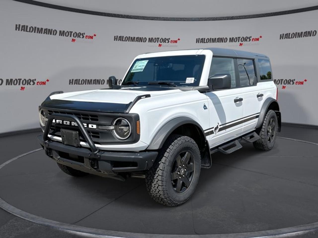 // ACCIDENT FREE!! //<br /><br />Take on every drive with confidence in this 2024 Ford Bronco Black Diamond 4 Dr 4x4, now available at Haldimand Motors Ltd. in Cayuga. Finished in White with a Grey interior, this used SUV blends rugged Ford capability with everyday comfort. It has 35,704 km, a 2.7-litre gas engine, four doors, and an automatic transmission.<br /><br />Built for drivers who want real utility, this 2024 Ford Bronco Black Diamond 4 Dr 4x4 stands out with four-wheel drive, off-road tires, a trailer hitch, and a rear tow hook. The convertible design adds open-air freedom, while leather seats, navigation, and smartphone connectivity bring welcome comfort and convenience to every trip.<br /><br />FEATURES OF THE Bronco Black Diamond 4 Dr 4x4 | No Accidents | Leather Seats<br />   Convertible design adds open-air driving fun<br />   Four-wheel drive for capable all-terrain traction<br />   Trailer hitch supports added utility needs<br />   Off-road tires enhance trail-ready confidence<br /><br />ADVANCED SAFETY FEATURES<br />   Backup camera helps with reversing visibility<br />   Stability control supports confident road handling<br />   Anti-lock braking system aids controlled stops<br />   Side and head airbags add protection<br /><br />PERFORMANCE AND EFFICIENCY<br />   2.7-litre gas engine delivers strong performance<br />   Automatic transmission supports smooth daily driving<br />   Limited slip differential improves traction control<br />   Four-wheel drive handles changing road conditions<br /><br />COMFORT AND CONVENIENCE<br />   Front air conditioning keeps cabin comfortable<br />   Cruise control helps on longer drives<br />   Power windows add everyday ease<br />   Heated mirrors help in cold weather<br /><br />TECHNONOLGY AND CONNECTIVITY<br />   Navigation system helps guide every journey<br />   Apple CarPlay connects compatible iPhone features<br />   Android Auto supports smartphone app access<br />   Bluetooth integration enables hands-free communication<br /><br />CARGO SPACE<br />   Rear trunk access simplifies loading gear<br />   Four-door layout improves passenger entry ease<br />   Spare tire adds roadside peace<br />   SUV design supports versatile cargo use<br /><br />AWARDS & RECOGNITIONS<br />   Best Resale Value Award, Kelley Blue Book, 2024<br /><br />WHAT OTHER OWNERS LIKE<br />   Removable roof adds fun driving freedom<br />   Strong off-road ability inspires driver confidence<br />   Easy smartphone connectivity suits daily use<br />   Useful cargo versatility fits active lifestyles<br /><br />This Bronco is well equipped for drivers who want a true sport utility vehicle with practical features already in place. Power steering, automatic headlights, tinted windows, child safety locks, tire pressure monitoring, automatic door locks, steering wheel audio controls, and push button start all help make daily use easier and more enjoyable.<br /><br />Inside, the cabin offers a smart mix of function and comfort. Adjustable steering, illuminated driver and passenger vanity mirrors, satellite radio, and electric mirrors all support a more pleasant drive. The leather steering wheel adds a premium feel, while the layout remains focused on simple operation and durable everyday use.<br /><br />This Ford is also a smart fit for active drivers who need flexibility. Whether you are heading through town, towing light gear, or planning a weekend escape, the combination of four-wheel drive, off-road tires, and practical cargo access gives this SUV a very useful edge. It is ready for changing weather, rougher roads, and busy family routines alike.<br /><br />If you want a capable and well-equipped SUV with accident-free history, proven Ford toughness, and a great list of essentials, this 2024 Ford Bronco Black Diamond 4 Dr 4x4 deserves a close look at Haldimand Motors Ltd. in Cayuga.<br /><br />This 2024 Ford Bronco Black Diamond 4 Dr 4x4 | No Accidents | Leather Seatss VIN is: 1FMEE1BP5RLA46289.<br /><br />WHY CHOOSE US? <br /><br />Honest & Transparent Buying Experience: Weve been a trusted name in business since 1984.<br /><br />STRAIGHTFORWARD PRICING:<br />Our Advertised Price Includes:<br />>>Safety Certification (No separate fee!)<br />>>30-Day 100% Mechanical Warranty<br />>>FREE Carfax History Report.<br />>>No upcharge for paying cash.<br />(Prices Exclude HST and Licensing Fees only.)<br /><br />>>Browse 300+ vehicles all in ONE LOCATION<br /><br />EASY FINANCING: Great rates & open loans<br /><br />WE BUY CARS: Get Top Dollar for your trade-in, or sell us your vehicle for CASH! Even if you dont buy from us!<br /><br />STOP BY TODAY<br />Treat yourself - stop by Haldimand Motors Ltd. located at 42 Talbot St E, Cayuga, ON N0A 1E0 to make this car yours today!<br /><br />https://www.haldimandmotors.com/used/stock-461168.html