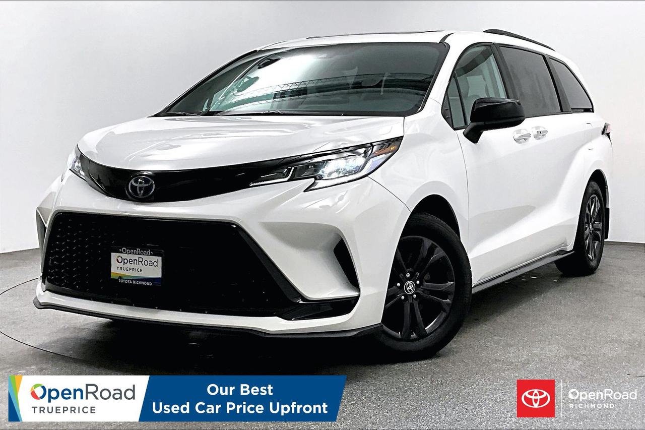 No Accidents! Buying a used car should be simple and stressfree  no guesswork, no negotiations  just the vehicles true price. Thats why were introducing OpenRoad TruePrice, a new way to buy used vehicles. One Price. TruePrice. Our best price upfront. This 2025 Toyota Sienna Hybrid XSE AWD 7-Passenger combines athletic styling, exceptional fuel efficiency, and confident all-weather capability in a versatile family mover. It features an electronic on-demand all-wheel-drive system, sport-tuned suspension, distinctive 18-inch dark-finish alloy wheels, sport SofTex-trimmed heated front seats, second-row long-slide captains chairs, hands-free power sliding doors and rear liftgate, and a 12.3-inch touchscreen with wireless Apple CarPlay and Android Auto. Clean-title and turn-key&mdash;message today to schedule your viewing!    ______________________________________________________________________________________________________________________________________ At Openroad Toyota Richmond, we offer the best used car warranty in Metro Vancouver. Our used car warranty program includes 30 days or 2,000 kilometres Exchange Privilege, 90 Day Powertrain Coverage*, Mechanical & Safety Check of up to 210 Points and a clean title. *90 Powertrain coverage will be offered at the discretion of management based on a case by case scenario.