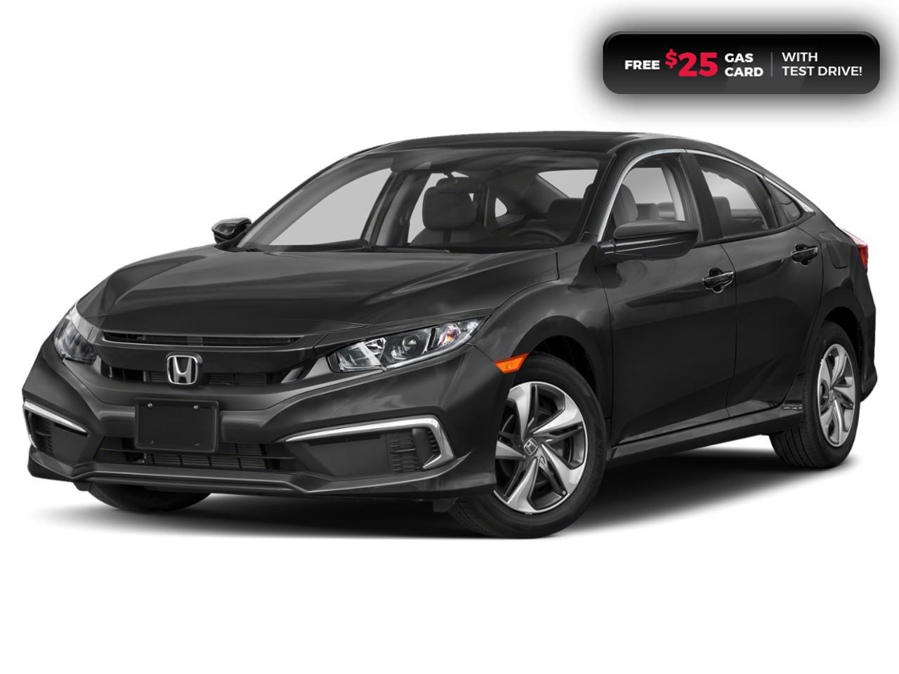 <p><span style=color:rgb( 0 , 0 , 0 )><strong>CLEAN CIVIC! IN EXCELLENT SHAPE! CLEAR CARFAX HISTORY!</strong></span></p><p><span style=color:rgb( 0 , 0 , 0 )>2020 Honda Civic LX featuring CVT transmission, five passenger seating, rearview camera with dynamic guidelines, Apple CarPlay and Android Auto connectivity, Siri® Eyes Free compatibility, ECON mode, Bluetooth, AM/FM audio system with two USB inputs, steering wheel mounted controls, cruise control, air conditioning, dual climate zones, heated front seats, 12V power outlet, power mirrors, power locks, power windows, 60/40 split fold-down rear seatback, Anchors and Tethers for Children (LATCH) , The Honda Sensing Technologies - Adaptive Cruise Control, Forward Collision Warning system, Collision Mitigation Braking system, Lane Departure Warning system, Lane Keeping Assist system and Road Departure Mitigation system, remote keyless entry with trunk release, auto on/off headlights, LED brake lights, LED tail lights, electronic stability control and anti-lock braking system.Contact Cambridge Centre Honda for special discounted finance rates, as low as 8.99%, on approved credit from Honda Financial Services.</span></p><p><span style=color:rgb( 255 , 0 , 0 )><strong>FREE $25 GAS CARD WITH TEST DRIVE!</strong></span></p><p><span style=color:rgb( 0 , 0 , 0 )>Our philosophy is simple. We believe that buying and owning a car should be easy, enjoyable and transparent. Welcome to the Cambridge Centre Honda Family! Cambridge Centre Honda proudly serves customers from Cambridge, Kitchener, Waterloo, Brantford, Hamilton, Waterford, Brant, Woodstock, Paris, Branchton, Preston, Hespeler, Galt, Puslinch, Morriston, Roseville, Plattsville, New Hamburg, Baden, Tavistock, Stratford, Wellesley, St. Clements, St. Jacobs, Elmira, Breslau, Guelph, Fergus, Elora, Rockwood, Halton Hills, Georgetown, Milton and all across Ontario!</span></p>