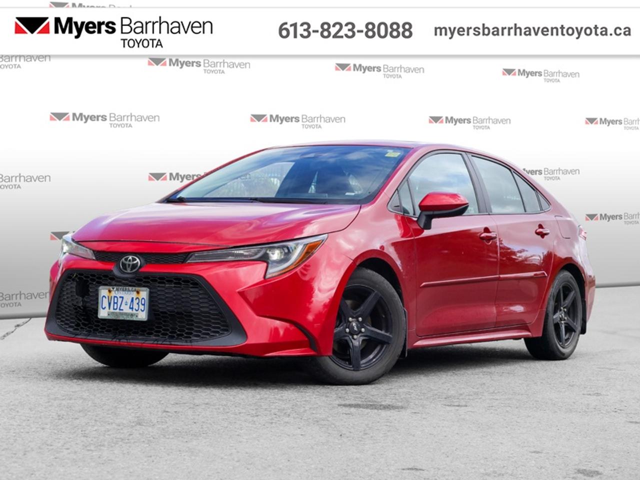 <b>Sunroof,  Wireless Charging,  Heated Steering Wheel,  Heated Seats,  Blind Spot Detection!</b><br> <br>  Compare at $21734 - Our Live Market Price is just $20898! <br> <br>With a sleek design, modern tech and standard Toyota Safety Sense this Toyota Corolla is ready to create something unforgettable. This 2021 Toyota Corolla is fresh on our lot in Ottawa.<br> <br>Loaded with premium safety features, this Toyota Corolla also offers assertive style and performance that thrills. Thanks to its powerful yet efficient engine, this amazing compact sedan yeilds incredible fuel economy in a fun to drive package. With seating for five and a folding rear seat, it comes with plenty of extra space for family, friends or extra cargo when needed. Built with the quality and reliability you expect, this Corolla brings an iconic name into the future with ease.<br> <br>This sedan has 78,886 km. Its Barcelona Red M in colour. It has an Automatic transmission and is powered by a 139HP 1.8L 4 Cylinder Engine. It may have some remaining factory warranty, please check with dealer for details. <br> <br> Our Corollas trim level is LE Upgrade Package. Stepping up to this Corolla LE with Upgrade Package is a fantastic decision as it comes loaded with a power sunroof, heated front seats and a heated steering wheel, automatic climate control, sleek Bi-LED headlights, wireless device charging, a larger 8 inch touchscreen display featuring Apple CarPlay, Android Auto, advanced voice recognition, 6 speakers, next gen USB 2.0 audio ports and wireless streaming audio. Additional features include blind spot detection, remote keyless entry, Toyota Safety Sense, dynamic radar cruise control, lane departure warning with lane steering assist, SIRI Eyes Free, a rear view camera, power adjustable heated mirrors, stylish aluminum wheels, Toyotas smart key system with push button start and much more. This vehicle has been upgraded with the following features: Sunroof, Wireless Charging, Heated Steering Wheel, Heated Seats, Blind Spot Detection, Lane Keep Assist, LED Lights.<br> <br>To apply right now for financing use this link: <a href=https://www.myersbarrhaventoyota.ca/quick-approval/ target=_blank>https://www.myersbarrhaventoyota.ca/quick-approval/</a><br> <br/>Buy this vehicle now for the lowest bi-weekly payment of <b>$173.55</b> with $0 down for 72 months @ 8.99% APR O.A.C. ( Plus applicable taxes - Plus applicable fees ). See dealer for details. <br><br>At Myers Barrhaven Toyota we pride ourselves in offering highly desirable pre-owned vehicles. We truly hand pick all our vehicles to offer only the best vehicles to our customers. No two used cars are alike, this is why we have our trained Toyota technicians highly scrutinize all our trade ins and purchases to ensure we can put the Myers seal of approval. Every year we evaluate 1000s of vehicles and only 10-15% meet the Myers Barrhaven Toyota standards. At the end of the day we have mutual interest in selling only the best as we back all our pre-owned vehicles with the Myers *LIFETIME ENGINE TRANSMISSION warranty. Thats right *LIFETIME ENGINE TRANSMISSION warranty, were in this together! If we dont have what youre looking for not to worry, our experienced buyer can help you find the car of your dreams! Ever heard of getting top dollar for your trade but not really sure if you were? Here we leave nothing to chance, every trade-in we appraise goes up onto a live online auction and we get buyers coast to coast and in the USA trying to bid for your trade. This means we simultaneously expose your car to 1000s of buyers to get you top trade in value. <br>We service all makes and models in our new state of the art facility where you can enjoy the convenience of our on-site restaurant, shuttle van, free Wi-Fi, Enterprise Rent-A-Car, on-site tire storage, and complimentary drinks. Come see why many Toyota owners are making the switch to Myers Barrhaven Toyota. <br>*LIFETIME ENGINE TRANSMISSION WARRANTY NOT AVAILABLE FOR VEHICLES WITH KMS EXCEEDING 140,000KM, VEHICLES 8 YEARS & OLDER, HIGHLINE BRAND VEHICLES (e.g., BMW, INFINITI, CADILLAC, LEXUS), AND QUEBEC RESIDENTS.<br> Come by and check out our fleet of 70+ used cars and trucks and 20+ new cars and trucks for sale in Ottawa.  o~o