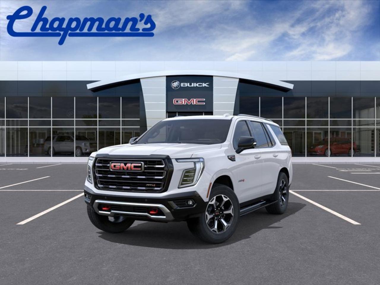 This brand new 2026 GMC Yukon 4wd At4 Ultimate at Chapman Chevrolet Buick GMC in Killarney brings full-size SUV strength, premium comfort, and serious V8 power together in one bold package. Finished in White with a Red interior, it is built for drivers who want confident capability and a refined everyday drive.

The 2026 GMC Yukon 4wd At4 Ultimate stands out with its 6.2L V8 gas engine and automatic transmission. This SUV is made to handle Canadian roads with ease, while the included engine block heater adds welcome cold-weather readiness. It delivers the commanding presence, space, and versatility families and adventurers expect from a premium GMC SUV.

FEATURES OF THE Yukon 4wd At4 Ultimate

»» Distinct AT4 Ultimate off-road focused design
»» Powerful 6.2L V8 gas performance
»» Four-wheel drive for added traction
»» Premium full-size SUV capability throughout

ADVANCED SAFETY FEATURES

»» Advanced driver assistance features may assist
»» Strong SUV structure supports occupant protection
»» Four-wheel drive adds slippery-road confidence
»» High driving position improves outward visibility

PERFORMANCE AND EFFICIENCY

»» 6.2L V8 delivers strong passing power
»» Automatic transmission supports smooth power delivery
»» Four-wheel drive helps manage rough conditions
»» Engine block heater aids cold starts

COMFORT AND CONVENIENCE

»» Full-size cabin offers generous passenger room
»» Four doors allow easy family access
»» Automatic transmission simplifies daily commuting duties
»» Premium SUV layout suits long trips

TECHNOLOGY AND CONNECTIVITY

»» Clear driver information supports easy monitoring
»» Modern cabin layout keeps controls accessible
»» Convenience features support everyday usability
»» Built for connected family travel needs

CARGO SPACE

»» Large rear area handles bulky gear
»» Spacious cabin supports family hauling needs
»» Flexible SUV design suits weekend travel
»» Roomy interior helps carry daily essentials

WHAT OTHER OWNERS LIKE

»» Strong V8 power for confident driving
»» Spacious interior for passengers and cargo
»» Comfortable ride for long highway trips
»» Four-wheel drive for year-round assurance

This 2026 GMC Yukon 4wd At4 Ultimates VIN is: 1GKS2VKL3TR466047.