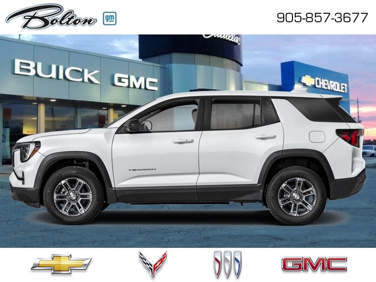 With its confident stance and an atmosphere of refined comfort, this SUV is the perfect companion for those who value both substance and style in every journey.<br> <br>The 2027 GMC Terrain presents a dignified and assertive exterior, characterized by its tall, athletic proportions, striking LED signatures, and a refined yet rugged profile. The interior cabin serves as a tech-forward sanctuary, featuring premium materials and an intuitive layout designed to prioritize the comfort of both the driver and their guests. Perfectly balancing a bold, adventurous spirit with the upscale amenities of a premium lounge, this SUV delivers a prestigious and dependable ownership experience that stands out in any setting.<br> <br>This Summit White SUV has an Automatic transmission and is powered by a 175HP 1.5L 4 Cylinder Engine.<br><br> <br>To apply right now for financing use this link: <a href=http://www.boltongm.ca/?https://CreditOnline.dealertrack.ca/Web/Default.aspx?Token=44d8010f-7908-4762-ad47-0d0b7de44fa8&Lang=en target=_blank>http://www.boltongm.ca/?https://CreditOnline.dealertrack.ca/Web/Default.aspx?Token=44d8010f-7908-4762-ad47-0d0b7de44fa8&Lang=en</a><br> <br/><br>At Bolton Motor Products, we offer new Chevrolet, Cadillac, Buick, GMC cars and trucks in Bolton, along with used cars, trucks and SUVs by top manufacturers. Our sales staff will help you find that new or used car you have been searching for in the Bolton, Brampton, Nobleton, Kleinburg, Vaughan, & Maple area.<br> Come by and check out our fleet of 20+ used cars and trucks and 110+ new cars and trucks for sale in Bolton.  o~o