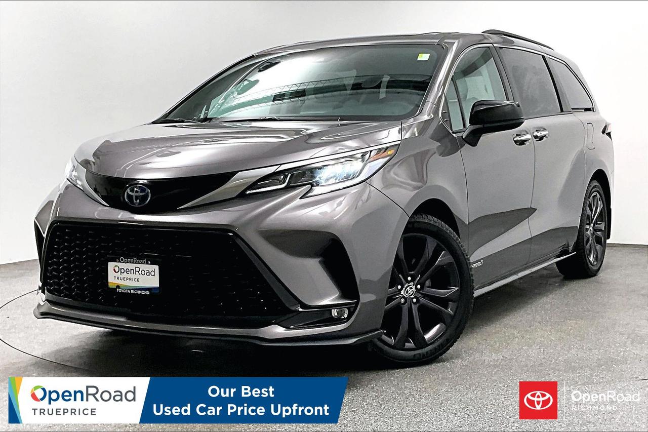 No Accidents,  Technology Package!!! Buying a used car should be simple and stressfree  no guesswork, no negotiations  just the vehicles true price. Thats why were introducing OpenRoad TruePrice, a new way to buy used vehicles. One Price. TruePrice. Our best price upfront. This 2021 Toyota Sienna Hybrid XSE 7-Passenger with Tech Package combines athletic styling, class-leading fuel economy, and premium family-focused amenities in a modern hybrid minivan. It features an efficient 2.5L 4-cylinder hybrid powertrain paired with an electronic on-demand all-wheel-drive system, sport-tuned suspension, 20-inch dark-finish alloy wheels, sport SofTex-trimmed heated front seats, second-row long-slide captains chairs with built-in ottomans, a hands-free power sliding side doors and liftgate, and the upgraded Tech Package adding a premium JBL audio system, a rear-seat entertainment system, and a digital rearview mirror. Clean-title and turn-key&mdash;message today to schedule your viewing!    ______________________________________________________________________________________________________________________________________ At Openroad Toyota Richmond, we offer the best used car warranty in Metro Vancouver. Our used car warranty program includes 30 days or 2,000 kilometres Exchange Privilege, 90 Day Powertrain Coverage*, Mechanical & Safety Check of up to 210 Points and a clean title. *90 Powertrain coverage will be offered at the discretion of management based on a case by case scenario.