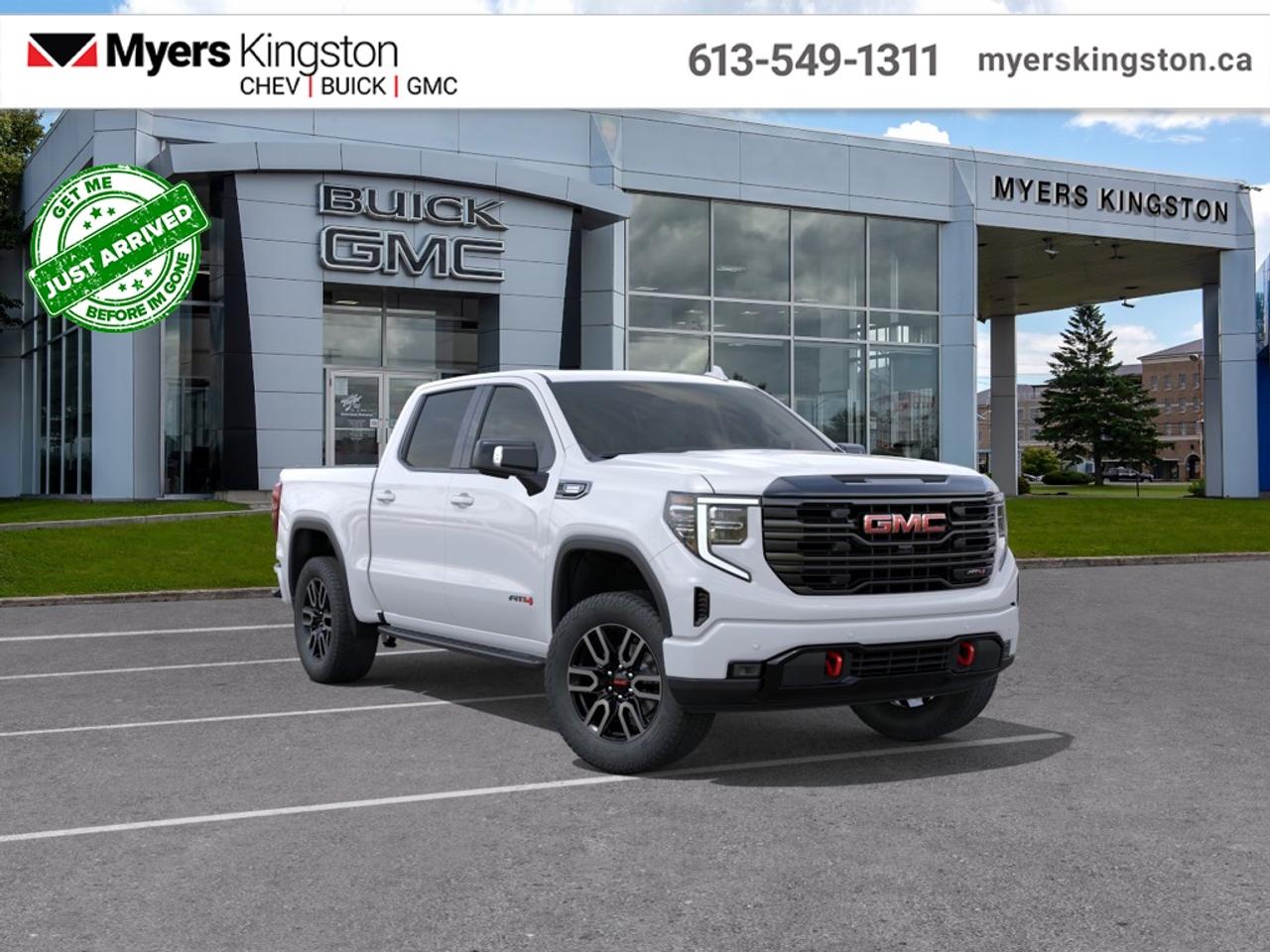 <b>Trailering Package, Off-Road Suspension, Adaptive Cruise Control, Wireless Charging, 360 Camera, Park Assist, Cooled Seats, Heated Steering Wheel, Remote Start, MultiPro Tailgate</b><br> <br> With a bold profile and distinctive stance, this 2026 Sierra turns heads and makes a statement on the jobsite, out in town or wherever life leads you.<br> <br>This 2026 GMC Sierra 1500 stands out in the midsize pickup truck segment, with bold proportions that create a commanding stance on and off road. Next level comfort and technology is paired with its outstanding performance and capability. Inside, the Sierra 1500 supports you through rough terrain with expertly designed seats and robust suspension. This amazing 2026 Sierra 1500 is ready for whatever.<br> <br>This Summit White sought after diesel 4X4 pickup has an Automatic transmission. <br> <br> Our Sierra 1500s trim level is AT4. This trim delivers a commanding blend of rugged off-road performance and premium refinement, featuring a factory-installed 2-inch lift, monotube shocks, skid plates, and red recovery hooks for confident trail capability. Inside, the cabin is tailored for comfort with perforated leather bucket seats, heating and ventilation for front passengers, heated rear outboard seats, dual-zone climate control, and advanced tech like a 13.4-inch Premium GMC Infotainment System with Google built-in, Bose premium audio, wireless Apple CarPlay, Android Auto, and wireless charging. Convenience is elevated with a 12.3-inch reconfigurable Driver Information Centre, adaptive cruise control, keyless open and start, remote start, and a power-adjustable steering column. The versatile MultiPro Tailgate, spray-on bedliner, and integrated trailering technology with Hitch View, Hitch Guidance, Trailer Side Blind Zone Alert, and HD Surround Vision enhance everyday utility, while GMC Pro Safety adds confidence through features like Forward Collision Alert, Lane Keep Assist, Automatic Emergency Braking, and Rear Cross Traffic Braking.<br><br> <br>To apply right now for financing use this link: <a href=https://www.taylorautomall.com/finance/apply-for-financing/ target=_blank>https://www.taylorautomall.com/finance/apply-for-financing/</a><br> <br/><br>HST, licensing, and Federal luxury tax (if applicable) are extra. <br><br> Come by and check out our fleet of 70+ used cars and trucks and 200+ new cars and trucks for sale in Kingston.  o~o