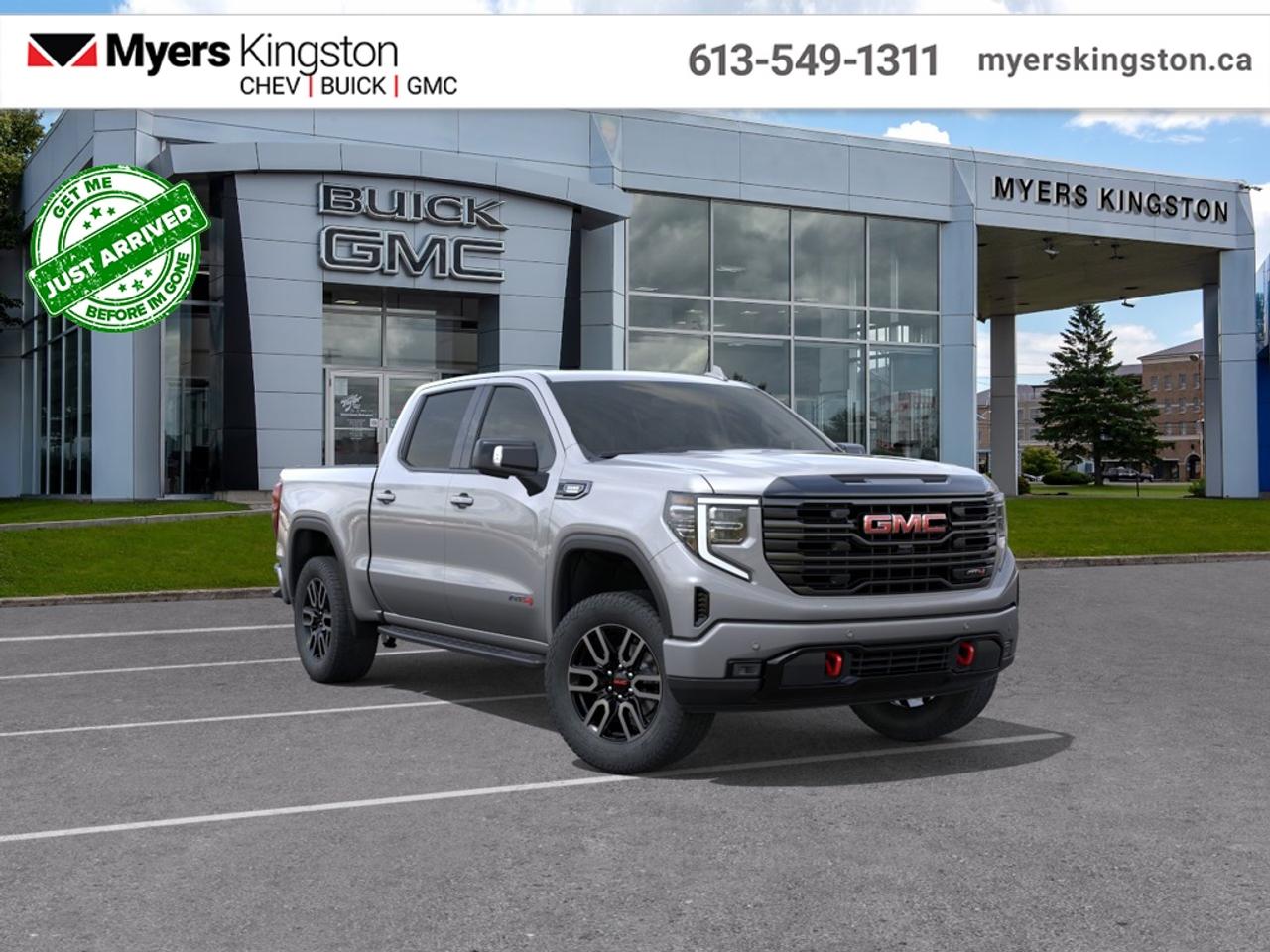 <b>Trailering Package, Off-Road Suspension, Adaptive Cruise Control, Wireless Charging, 360 Camera, Park Assist, Cooled Seats, Heated Steering Wheel, Remote Start, MultiPro Tailgate</b><br> <br> This 2026 Sierra 1500 is engineered for ultra-premium comfort, offering high-tech upgrades, beautiful styling, authentic materials and thoughtfully crafted details.<br> <br>This 2026 GMC Sierra 1500 stands out in the midsize pickup truck segment, with bold proportions that create a commanding stance on and off road. Next level comfort and technology is paired with its outstanding performance and capability. Inside, the Sierra 1500 supports you through rough terrain with expertly designed seats and robust suspension. This amazing 2026 Sierra 1500 is ready for whatever.<br> <br>This Sterling Metallic sought after diesel 4X4 pickup has an Automatic transmission. <br> <br> Our Sierra 1500s trim level is AT4. This trim delivers a commanding blend of rugged off-road performance and premium refinement, featuring a factory-installed 2-inch lift, monotube shocks, skid plates, and red recovery hooks for confident trail capability. Inside, the cabin is tailored for comfort with perforated leather bucket seats, heating and ventilation for front passengers, heated rear outboard seats, dual-zone climate control, and advanced tech like a 13.4-inch Premium GMC Infotainment System with Google built-in, Bose premium audio, wireless Apple CarPlay, Android Auto, and wireless charging. Convenience is elevated with a 12.3-inch reconfigurable Driver Information Centre, adaptive cruise control, keyless open and start, remote start, and a power-adjustable steering column. The versatile MultiPro Tailgate, spray-on bedliner, and integrated trailering technology with Hitch View, Hitch Guidance, Trailer Side Blind Zone Alert, and HD Surround Vision enhance everyday utility, while GMC Pro Safety adds confidence through features like Forward Collision Alert, Lane Keep Assist, Automatic Emergency Braking, and Rear Cross Traffic Braking.<br><br> <br>To apply right now for financing use this link: <a href=https://www.taylorautomall.com/finance/apply-for-financing/ target=_blank>https://www.taylorautomall.com/finance/apply-for-financing/</a><br> <br/><br>HST, licensing, and Federal luxury tax (if applicable) are extra. <br><br> Come by and check out our fleet of 70+ used cars and trucks and 200+ new cars and trucks for sale in Kingston.  o~o