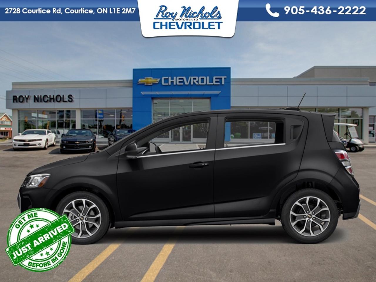 <b>Trade-in, Local, Bluetooth,  Remote Engine Start,  Rear View Camera,  MyLink,  Aluminum Wheels!</b><br> <br> The 2017 Chevy Sonic continues to outdo many rivals with its quiet ride - says Carconnection.com This 2017 Chevrolet Sonic is fresh on our lot in Courtice.<br> <br>The new styling and features of the 2017 Sonic reinforce its position as a fun, efficient small car with leading technology. On the road, the Sonic feels strong and sturdy, and its ride isnt as coarse and busy as most other entries in this class. Its extremely enjoyable to drive, with electric power steering that offers a particularly nice feel and improved fuel efficiency.<br> <br>This sedan has 119,336 km. Its Mosaic Black Metallic in colour. It has an Automatic transmission and is powered by a smooth engine. It may have some remaining factory warranty, please check with dealer for details. This vehicle has been upgraded with the following features: Bluetooth, Remote Engine Start, Rear View Camera, MyLink, Aluminum Wheels.<br> <br/><br>Roy Nichols Motors is located in Courtice which is just east of Oshawa and west of Bowmanville. We offer an excellent selection of pre owned vehicles to choose from. To book a test drive or inquire about financing and leasing options, call one of our knowledgeable and professional staff today at (877) 725-5601. <br> Come by and check out our fleet of 30+ used cars and trucks and 170+ new cars and trucks for sale in Courtice.  o~o
