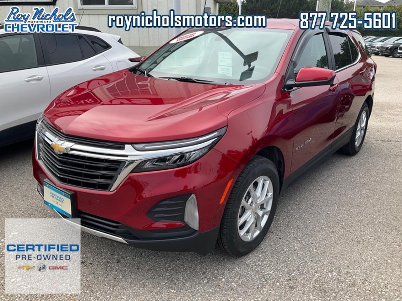 <b>Trade-in, One Owner, Local, Certified, Power Liftgate,  Blind Spot Detection,  Climate Control,  Heated Seats,  Apple CarPlay!</b><br> <br> With a composed chassis, a quiet cabin and a roomy back seat, the Chevy Equinox is a top choice in the competitive mid-sized SUV segment. This 2024 Chevrolet Equinox is fresh on our lot in Courtice.<br> <br>This extremely competent Chevy Equinox is a rewarding SUV that doubles down on versatility, practicality and all-round reliability. The dazzling exterior styling is sure to turn heads, while the well-equipped interior is put together with great quality, for a relaxing ride every time. This 2024 Equinox is sure to be loved by the whole family.<br> <br>This SUV has 57,629 km and is a Certified Pre-Owned vehicle. Its Radiant Red Tintcoat in colour. It has an Automatic transmission and is powered by a smooth engine. And its got a certified used vehicle warranty for added peace of mind. This vehicle has been upgraded with the following features: Power Liftgate, Blind Spot Detection, Climate Control, Heated Seats, Apple CarPlay, Android Auto, Remote Start.<br> <br/>This vehicle has met our highest standard and has been put through the GM certification process by our GM trained technicians. Our GM Certified used vehicles go thru an extensive 150 + point inspection and are reconditioned back to near new condition.  Each vehicle comes with a minimum of a 3 month, 5000 KM warranty or the balance of the factory warranty (whichever is longer) with 24 hour roadside assistance. They also come with satisfaction guaranteed; a 30 day or 2500 km exchange privilege if you are not completely satisfied. And thats standard. If your budget permits, you can extend or upgrade to an even more comprehensive Certified Pre-Owned Vehicle Protection Plan . Youll also appreciate the convenience of being able to transfer any existing warranties to a new owner, should you ever decide to sell your Certified Pre-Owned Vehicle.If you are a student or recently graduated, you may also qualify for an additional $500 discount when a used GM vehicle is purchased.  For more information, please call any of our knowledgeable used vehicle staff at 877-725-5601.<br> <br/><br>Roy Nichols Motors is located in Courtice which is just east of Oshawa and west of Bowmanville. We offer an excellent selection of pre owned vehicles to choose from. To book a test drive or inquire about financing and leasing options, call one of our knowledgeable and professional staff today at (877) 725-5601. <br> Come by and check out our fleet of 30+ used cars and trucks and 180+ new cars and trucks for sale in Courtice.  o~o