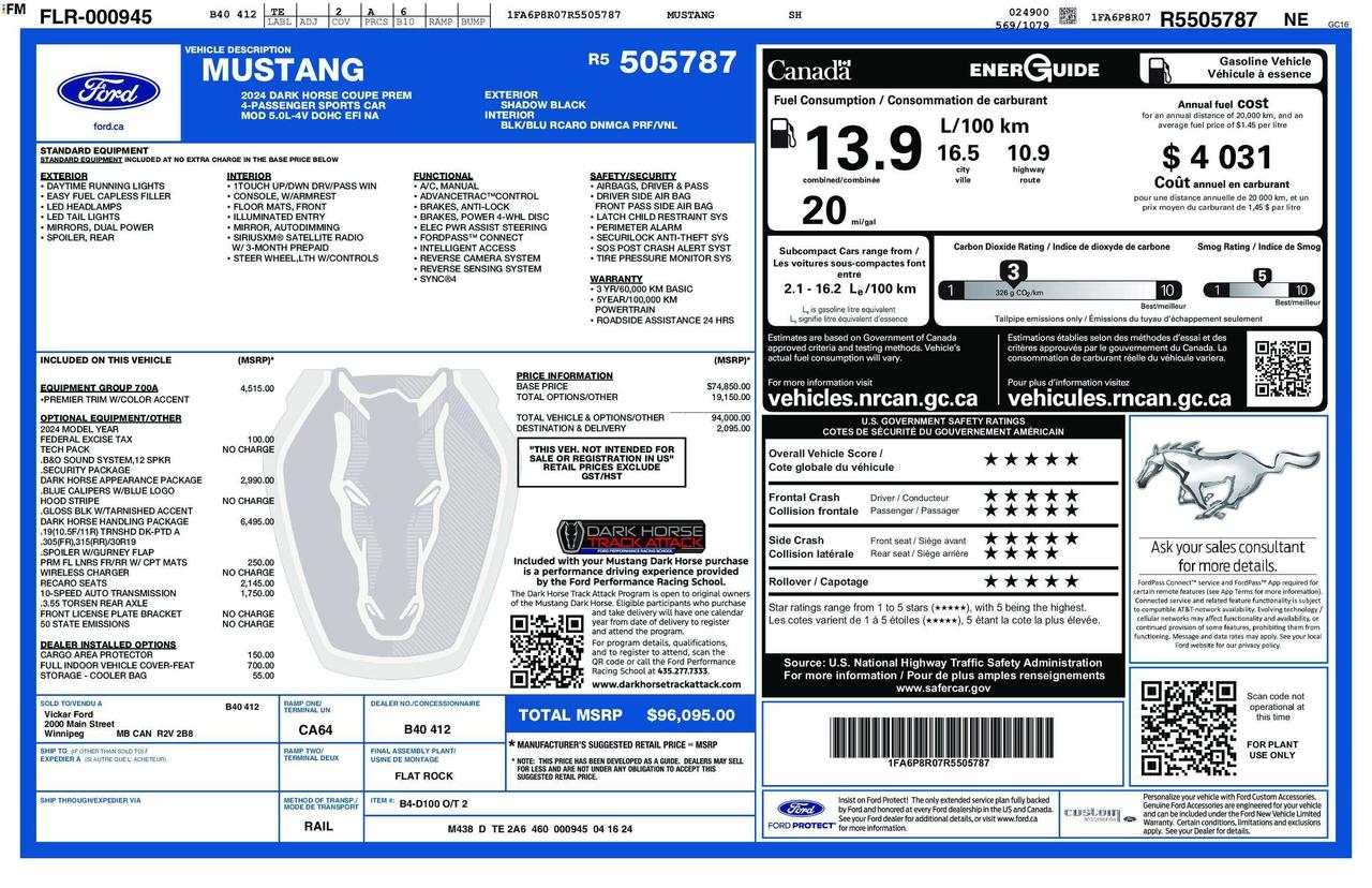 2024 Ford Mustang Dark Horse / Handling Pkg / Appearance Pkg Photo5
