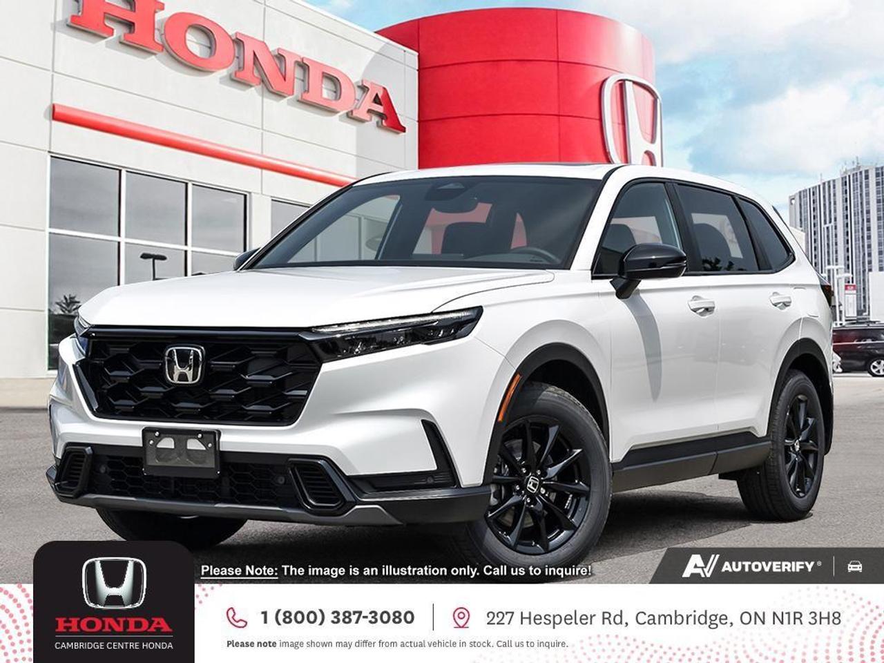 <p><strong>Built for Canada. Designed for the Drive.</strong></p><p>Canadian-built and road-trip ready, the 2026 Honda CR-V Hybrid EX-L delivers bold performance, upscale comfort, and innovative hybrid efficiency. With Real Time AWD, luxurious features, and Hondas signature reliability, this electrified SUV is designed to keep up with your lifestyle, wherever the road takes you.</p><p><strong>Hybrid Power You Can Feel</strong></p><p>At the core of the CR-V Hybrid EX-L is a 2.0-litre, 16-valve, Direct Injection DOHC 4-cylinder engine, paired with an electric-continuously variable transmission (E-CVT). This advanced hybrid system produces a commanding 204 horsepower, while Real Time AWD with Intelligent Control System ensures smooth traction and confident handling in all conditions.</p><p><strong>Safety That Leads the Way</strong></p><p>Your peace of mind comes standard with the Honda Sensing® suite of advanced driver-assist technologies:</p><p>- Adaptive Cruise Control with Low-Speed Follow</p><p>- Forward Collision Warning & Collision Mitigation Braking System</p><p>- Lane Departure Warning & Lane Keeping Assist System</p><p>- Road Departure Mitigation</p><p>- Traffic Sign Recognition</p><p>- Blind Spot Information (BSI) System</p><p>- Rear Cross Traffic Monitor</p><p>- Traffic Jam Assist</p><p>From city streets to highway journeys, the CR-V Hybrid EX-L helps protect you from every angle.</p><p><strong>Refined Comfort, Rugged Capability</strong></p><p>Step inside to discover premium comfort and smart design:</p><p>- Heated leather-wrapped steering wheel</p><p>- Heated front and rear outboard seats</p><p>- Perforated leather-trimmed seating with bold orange contrast stitching</p><p>- Drivers seat memory function for personalized positioning</p><p><strong>Connected for the Journey Ahead</strong></p><p>Whether youre commuting or adventuring, stay entertained and informed with:</p><p>- 9" Display Audio System</p><p>- Wireless Apple CarPlay and Android Auto</p><p>- Siri® Eyes Free compatibility for Apple users</p><p>- SiriusXM satellite radio</p><p>- Wireless charging</p><p>- HandsFreeLink bilingual Bluetooth®, SMS/email support, and more</p><p>All seamlessly integrated for an elevated driving experience.</p><p><strong>Striking Design That Stands Out</strong></p><p>The 2026 CR-V Hybrid EX-L makes a statement with:</p><p>- Hybrid-exclusive front grille and badging</p><p>- Black lower front bumper garnish</p><p>- 18" aluminum-alloy wheels</p><p>- LED daytime running lights and auto on/off projector-beam headlights</p><p>- Auto high-beams and front fog lights</p><p>Stylish and sophisticated from every angle.</p><p><strong>Convenience Meets Versatility</strong></p><p>Make every journey easier with thoughtful features, including:</p><p>- Remote engine starter</p><p>- Proximity key entry with pushbutton start</p><p>- Power tailgate with programmable height, perfect for loading groceries, luggage, or gear</p><p><span style=color:rgb( 255 , 0 , 0 )><strong><em>Premium paint charge of $550 is not included on all colours/models.</em></strong></span></p><p>Experience the Difference at Cambridge Centre Honda! Why Test Drive Here? You choose: drive with a sales person or on your own, extended overnight and at home test drives available. Why Purchase Here? VIP Coupon Booklet: up to $1000 in service & other savings, FREE Ontario-Wide Delivery. Cambridge Centre Honda proudly serves customers from Cambridge, Kitchener, Waterloo, Brantford, Hamilton, Waterford, Brant, Woodstock, Paris, Branchton, Preston, Hespeler, Galt, Puslinch, Morriston, Roseville, Plattsville, New Hamburg, Baden, Tavistock, Stratford, Wellesley, St. Clements, St. Jacobs, Elmira, Breslau, Guelph, Fergus, Elora, Rockwood, Halton Hills, Georgetown, Milton and all across Ontario!</p>