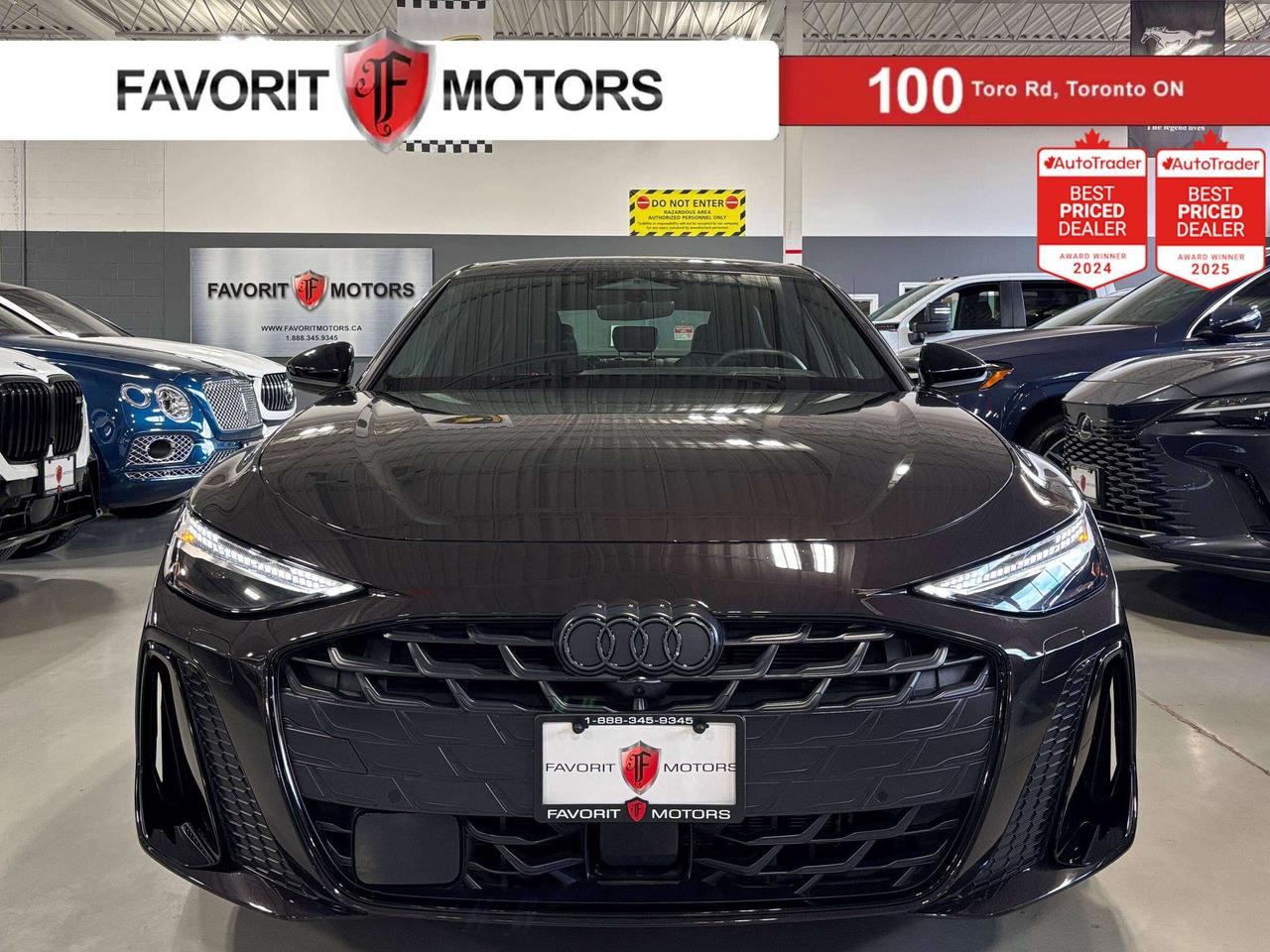 **MONTH-END SPECIAL!**FEATURING : S-LINE, QUATTRO, ELECTROCHROMIC MULTI DESIGN PANORAMIC ROOF, FRONT PASSENGER TOUCHSCREEN DISPLAY, HEADS UP DISPLAY, MASSAGE SEATS, HANDS FREE POWER TRUNK, MULTI CHANGEABLE HEADLIGHT AND TAIL LIGHT DESIGNS, CARBON INTERIOR TRIMS, MULTICOLOUR AMBIENT LIGHTING, HEIGHT ADJUSTABLE SUSPENSION, MULTI DRIVE MODES, WIRELESS CHARGING TRAY, HIGHLY LOADED, EXTREMELY CLEAN! FINISHED IN DARK BROWN ON MATCHING BLACK INTERIOR, CROSS STITCHED LEATHER SEATS, ALCANTARA INTERIOR TRIMS, HEATED/COOLED SEATS, REAR HEATED SEATS, HEATED STEERING WHEEL, NAVIGATION SYSTEM, 360 MULTI VIEW BACKUP CAMERA, PARKING SENSORS, TRAFFIC SIGN SPEED WARNING, SIDE ASSIST, EXIT WARNING, FATIGUE WARNING, DISTRACTION WARNING, DISTANCE WARNING, LANE DEPARTURE WARNING, LANE GUIDANCE, ACTIVE FRONT ASSIST, REAR TURN ASSIST, REAR CROSS TRAFFIC ASSIST, EMERGENCY ASSIST, AM, FM, SATELLITE, APPLECARPLAY, ANDROIDAUTO, BLUETOOTH, PREMIUM AUDI ALLOYS, RED BRAKE CALIPERS, STEERING WHEEL CONTROLS, PREMIUM BANG OLUFSEN SOUND SYSTEM, POWER OPTIONS, WINDOW SHADES, ILLUMINATED DOORWAY LOGOS, POWER FOLDING MIRRORS, AND MUCH MORE!!! <b>**As per OMVIC regulations, this vehicle is not drivable, not certified and not e-tested. Certification is available for $899.** All our vehicles are in excellent condition and have been fully inspected by an in-house licensed mechanic. The advertised price is a finance only price, if you wish to purchase the vehicle for cash additional $2,000 surcharge will apply. Applicable prices and special offers are subject to change with or without notice and shall be at the full discretion of Favorit Motors.</b>