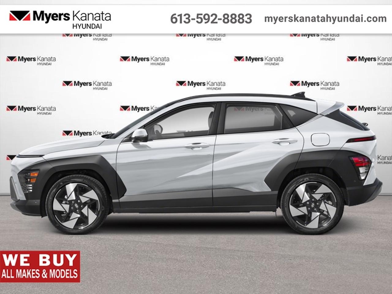Greetings. This rugged 2027 Hyundai Kona Preferred is for sale now in Kanata. This Atlas Wht SUV has an Automatic transmission. <br> <br> Our Konas trim level is Preferred.<br><br> <br>To apply right now for financing use this link: <a href=https://www.myerskanatahyundai.com/finance/ target=_blank>https://www.myerskanatahyundai.com/finance/</a><br> <br/>5.99% financing for 96 months. <br> Buy this vehicle now for the lowest weekly payment of <b>$127.46</b> with $0 down for 96 months @ 5.99% APR O.A.C. ( Plus applicable taxes - $2596 and licensing fees **Rebates may not be applicable on all purchase types [cash, lease, or finance]. Eligibility and conditions may vary. Please see dealer for full details and confirmation of eligibility. ). Incentives expire 2026-08-31. See dealer for details. <br><br>This vehicle is located at Myers Kanata Hyundai 400-2500 Palladium Dr Kanata, Ontario. <br><br> Come by and check out our fleet of 40+ used cars and trucks and 170+ new cars and trucks for sale in Kanata.  o~o