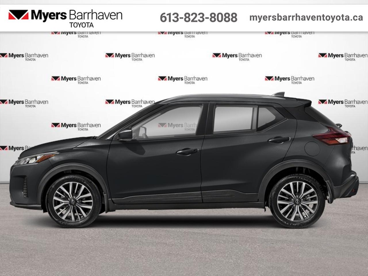 <b>Heated Seats, Apple CarPlay, Android Auto, Heated Steering Wheel, Remote Start, Adaptive Cruise Control, Blind Spot Detection, Lane Departure Warning, Forward Collision Alert, Proximity Key</b><br> <br>  Compare at $24854 - Our Live Market Price is just $23898! <br> <br>This 2025 Kicks Play puts you and your crew at the top of the list. This 2025 Nissan Kicks Play is fresh on our lot in Ottawa.<br> <br>This Kicks Play did not take any shortcuts, but it is offering you a shortcut to possibility. Make the most of every day with intelligent features that help you express your personal style and feel your playlist with the incredible infotainment system. It really is time you put you first, and this 2025 Kicks Play is here for it.<br> <br>This SUV has 25,311 km. Its Black in colour. It has an Automatic transmission and is powered by a 122HP 1.6L 4 Cylinder Engine. <br> <br> Our Kicks Plays trim level is SV. Step up to this SV trim for stylish aluminum wheels, automatic temperature control, the Nissan Intelligent Key with remote start, a heated steering wheel, heated seats, and SiriusXM. Also standard include touchscreen infotainment with Apple CarPlay, Android Auto, Bluetooth, and Siri Eyes Free. The spirited performance is further enhanced with advanced safety features like emergency braking, lane departure warning, high beam assist, blind spot detection, rear parking sensors, and a rearview camera.<br> <br>To apply right now for financing use this link: <a href=https://www.myersbarrhaventoyota.ca/quick-approval/ target=_blank>https://www.myersbarrhaventoyota.ca/quick-approval/</a><br> <br/>Buy this vehicle now for the lowest bi-weekly payment of <b>$166.21</b> with $0 down for 84 months @ 6.99% APR O.A.C. ( Plus applicable taxes - Plus applicable fees ). See dealer for details. <br><br>At Myers Barrhaven Toyota we pride ourselves in offering highly desirable pre-owned vehicles. We truly hand pick all our vehicles to offer only the best vehicles to our customers. No two used cars are alike, this is why we have our trained Toyota technicians highly scrutinize all our trade ins and purchases to ensure we can put the Myers seal of approval. Every year we evaluate 1000s of vehicles and only 10-15% meet the Myers Barrhaven Toyota standards. At the end of the day we have mutual interest in selling only the best as we back all our pre-owned vehicles with the Myers *LIFETIME ENGINE TRANSMISSION warranty. Thats right *LIFETIME ENGINE TRANSMISSION warranty, were in this together! If we dont have what youre looking for not to worry, our experienced buyer can help you find the car of your dreams! Ever heard of getting top dollar for your trade but not really sure if you were? Here we leave nothing to chance, every trade-in we appraise goes up onto a live online auction and we get buyers coast to coast and in the USA trying to bid for your trade. This means we simultaneously expose your car to 1000s of buyers to get you top trade in value. <br>We service all makes and models in our new state of the art facility where you can enjoy the convenience of our on-site restaurant, shuttle van, free Wi-Fi, Enterprise Rent-A-Car, on-site tire storage, and complimentary drinks. Come see why many Toyota owners are making the switch to Myers Barrhaven Toyota. <br>*LIFETIME ENGINE TRANSMISSION WARRANTY NOT AVAILABLE FOR VEHICLES WITH KMS EXCEEDING 140,000KM, VEHICLES 8 YEARS & OLDER, HIGHLINE BRAND VEHICLES (e.g., BMW, INFINITI, CADILLAC, LEXUS), AND QUEBEC RESIDENTS.<br> Come by and check out our fleet of 70+ used cars and trucks and 20+ new cars and trucks for sale in Ottawa.  o~o