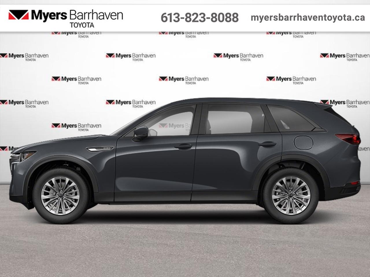<b>Hybrid, Heated Seats, Apple CarPlay, Android Auto, Power Liftgate, Adaptive Cruise Control, Blind Spot Detection, Lane Keep Assist, Forward Collision Mitigation, Climate Control, Rear Camera</b><br> <br>  Compare at $42534 - Our Live Market Price is just $40898! <br> <br>Precise engineering and expert craftmanship come together to create this 2024 Mazda CX-90. This 2024 Mazda CX-90 PHEV is fresh on our lot in Ottawa.<br> <br>Crafted as the ultimate expression of Mazdas ethos, this all-new Mazda CX-90 is designed to amplify and elevate the luxury SUV experience. This flagship three-row SUV has been carefully engineered to appeal to your senses, with carefully curated build materials that convey a message of ultimate refinement. With a harmonious blend of unrivaled form and unmatched function, this SUV stands in a class of its own.<br> <br>This SUV has 36,058 km. Its Black in colour. It has an Automatic transmission and is powered by a 323HP 2.5L 4 Cylinder Engine. <br> <br> Our CX-90 PHEVs trim level is GS. This plush and spacious CX-90 GS comes with a great selection of standard features such as a power liftgate for rear cargo access, auto-levelling LED headlights with automatic high beams, towing equipment with trailer sway control, adaptive cruise control, and smart device remote engine start. Interior features include heated front seats, a leather-wrapped steering wheel, dual-zone climate control with separate rear controls, a Mazda Harmonic Acoustics 8-speaker setup, and a 10.25-inch infotainment screen with Apple CarPlay and Android Auto, and MAZDA CONNECT. Safety on the road is assured, thanks to Advanced Blind Spot Monitoring, lane keeping assist with lane departure warning, forward collision mitigation, and smart city brake support with rear cross traffic alert.<br> <br>To apply right now for financing use this link: <a href=https://www.myersbarrhaventoyota.ca/quick-approval/ target=_blank>https://www.myersbarrhaventoyota.ca/quick-approval/</a><br> <br/>Buy this vehicle now for the lowest bi-weekly payment of <b>$293.72</b> with $0 down for 84 months @ 7.99% APR O.A.C. ( Plus applicable taxes - Plus applicable fees ). See dealer for details. <br><br>At Myers Barrhaven Toyota we pride ourselves in offering highly desirable pre-owned vehicles. We truly hand pick all our vehicles to offer only the best vehicles to our customers. No two used cars are alike, this is why we have our trained Toyota technicians highly scrutinize all our trade ins and purchases to ensure we can put the Myers seal of approval. Every year we evaluate 1000s of vehicles and only 10-15% meet the Myers Barrhaven Toyota standards. At the end of the day we have mutual interest in selling only the best as we back all our pre-owned vehicles with the Myers *LIFETIME ENGINE TRANSMISSION warranty. Thats right *LIFETIME ENGINE TRANSMISSION warranty, were in this together! If we dont have what youre looking for not to worry, our experienced buyer can help you find the car of your dreams! Ever heard of getting top dollar for your trade but not really sure if you were? Here we leave nothing to chance, every trade-in we appraise goes up onto a live online auction and we get buyers coast to coast and in the USA trying to bid for your trade. This means we simultaneously expose your car to 1000s of buyers to get you top trade in value. <br>We service all makes and models in our new state of the art facility where you can enjoy the convenience of our on-site restaurant, shuttle van, free Wi-Fi, Enterprise Rent-A-Car, on-site tire storage, and complimentary drinks. Come see why many Toyota owners are making the switch to Myers Barrhaven Toyota. <br>*LIFETIME ENGINE TRANSMISSION WARRANTY NOT AVAILABLE FOR VEHICLES WITH KMS EXCEEDING 140,000KM, VEHICLES 8 YEARS & OLDER, HIGHLINE BRAND VEHICLES (e.g., BMW, INFINITI, CADILLAC, LEXUS), AND QUEBEC RESIDENTS.<br> Come by and check out our fleet of 70+ used cars and trucks and 20+ new cars and trucks for sale in Ottawa.  o~o