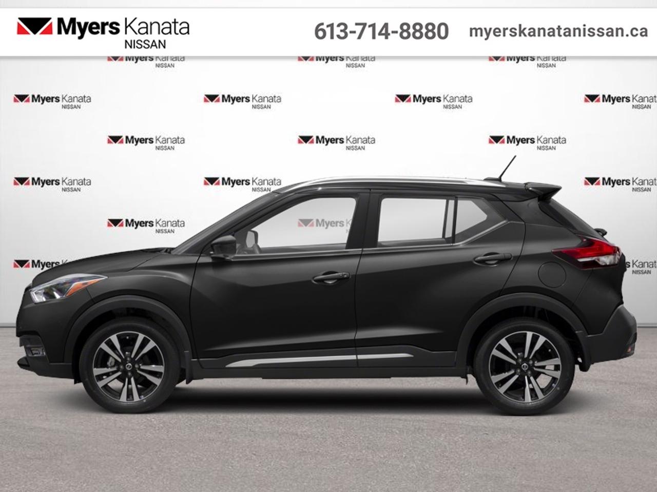 <b>Heated Seats,  Fog Lights,  Remote Keyless Entry,  Android Auto,  Apple CarPlay!</b><br> <br>  Compare at $18015 - KANATA NISSAN PRICE is just $16995! <br> <br>The Nissan Kicks defines value, efficiency, and capability in a stylish package. This 2020 Nissan Kicks is fresh on our lot in Kanata. This SUV has 104,154 km. Its Super Black in colour. It has an Automatic transmission and is powered by a 122HP 1.6L 4 Cylinder Engine. <br> <br> Our Kickss trim level is SR. This Nissan Kicks SR is the top shelf with remote keyless entry, automatic climate control, heated front seats, leather steering wheel with cruise and audio control, 7 inch touchscreen, Android Auto and Apple CarPlay compatibility, Bluetooth, SiriusXM, and USB and aux jacks through a Bose premium sound system keeping you comfortable and connected while smart features like fog lights, heated power side mirrors with turn signals, AroundView 360 degree camera, impressive array of air bags, intelligent automatic emergency braking, aluminum wheels, intelligent automatic LED headlights, Advanced Drive Assist Display in the instrument cluster, and blind spot warning with rear cross traffic alert keep you safe and help you drive smoothly. This vehicle has been upgraded with the following features: Heated Seats, Fog Lights, Remote Keyless Entry, Android Auto, Apple CarPlay, Steering Wheel Audio Control, Active Emergency Braking.<br> <br/>Buy this vehicle now for the lowest bi-weekly payment of <b>$125.98</b> with $0 down for 84 months @ 8.99% APR O.A.C. ( Plus applicable taxes - and licensing ). See dealer for details. <br><br>*LIFETIME ENGINE TRANSMISSION WARRANTY NOT AVAILABLE ON VEHICLES WITH KMS EXCEEDING 140,000KM, VEHICLES 8 YEARS & OLDER, OR HIGHLINE BRAND VEHICLE(eg. BMW, INFINITI. CADILLAC, LEXUS...)<br> Come by and check out our fleet of 60+ used cars and trucks and 70+ new cars and trucks for sale in Kanata.  o~o