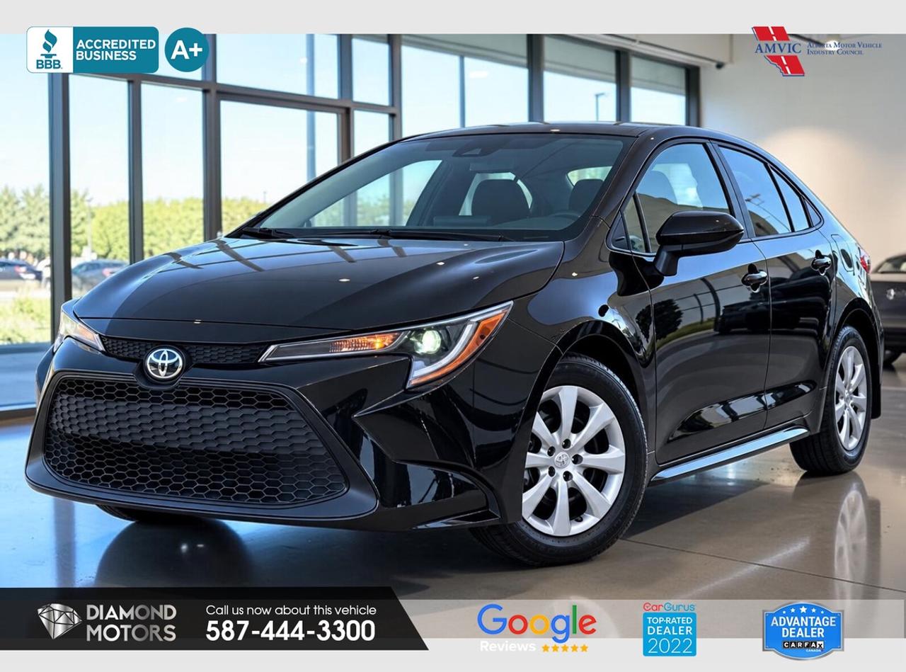 LIMITED TIME at Diamond Motors <br/> Drive away with a FREE 1-Year Warranty* + low payments included at Listed Price. *Limited warranty. Terms & conditions apply. Ask in store for details. <br/> <br/> <br/> Now Available: 2022 Toyota Corolla LE Black has 73,719 KM on it. 1.8L 4 Cylinder Engine engine, Front-Wheel Drive, CVT transmission, 5 Seater passengers, on special price for $23,500.00. <br/> <br/> <br/> LOW KILOMETERS, BLUETOOTH, BACKUP CAMERA, HEATED SEATS, LANE ASSIST, ADAPTIVE CRUISE CONTROL, BLIND SPOT MONITORING, CERTIFIED, TWO KEYS, BRAND NEW TIRES AND MUCH MORE!!!!!! <br/> <br/> <br/> Book your appointment today for Test Drive. We offer contactless Test drives & Virtual Walkarounds. Stock Number: 261175 <br/> This vehicle was previously registered in BC. Vehicle has passed all required inspections in Alberta. <br/> At Diamond Motors, we are dedicated to providing you with an outstanding car-buying experience, offering quality pre-owned vehicles at prices that fit your budget. Our transparent and honest approach means you can expect straightforward guidance without any high-pressure sales tactics. We believe in building lasting relationships with our customers by offering personalized service tailored to your needs. From the moment you step onto our lot, our team is here to support you every step of the way, ensuring you leave confident in your decision. Trust, integrity, and customer satisfaction are the foundation of everything we do. <br/> <br/> <br/> Why Choose Diamond Motors?<br/> <br/> Certified Pre-Owned Vehicles <br/> Family Owned & Operated <br/> 100+ Vehicles in Stock <br/> Finance & Extended Warranty Available <br/> Transparent Pricing <br/> Inspection & Carfax Provided <br/> No-Pressure Buying Experience <br/> Full Disclosure Guaranteed <br/> Top Google Rated Dealership <br/> Trade-Ins Welcome <br/> AMVIC Licensed & BBB Accredited <br/> CarGurus Top-Rated Dealer (2022 & 2024) <br/> <br/> <br/> Phone to schedule an appointment @ 587-444-3300 or simply browse our inventory online www.diamondmotors.ca or come and see us at our location at <br/> 3403 93 street NW, Edmonton, T6E 6A4 <br/> <br/> <br/> To view the rest of our inventory: <br/> www.diamondmotors.ca/inventory <br/> <br/> <br/> This dealership provides all required disclosures in accordance with AMVIC regulations. A completed Mechanical Fitness Assessment and its associated inspection work order will be supplied with every vehicle. A Carfax (or equivalent) vehicle history report will also be provided, including available information on previous damage, accident history, stolen or salvage status, and jurisdictional records. <br/> Customers are encouraged to review all vehicle features, options, and equipment for accuracy prior to purchase. <br/>