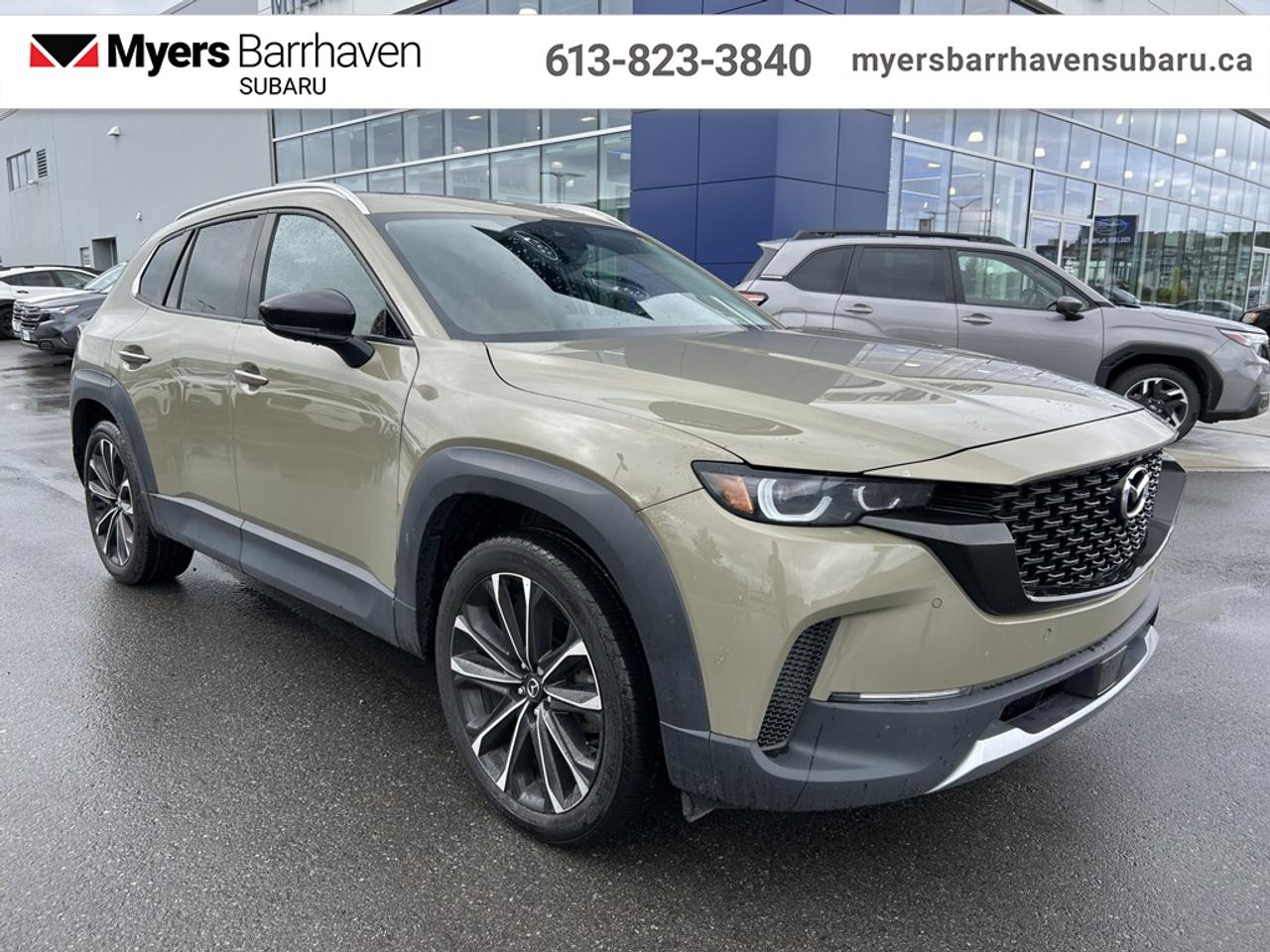 <b>Heads Up Display,  Sunroof,  Cooled Seats,  Leather Seats,  Bose Premium Audio!</b><br> <br> Mazda made their first purpose built adventure mobile, and the CX-50 makes every experience seamless. This 2024 Mazda CX-50 is fresh on our lot in Nepean.<br> <br>With its wide stance, high ground clearance, flared fenders, and low roofline, the CX-50 beckons you to go further. Responsiveness and control are always at your fingertips, no matter the environment. It is in our nature to explore, and this CX-50 was purpose built to follow our nature. Explore the unknown territory within yourself and your world with the CX-50.<br> <br>This SUV has 37,298 km. Its nice in colour and is completely accident free based on the <a href=https://vhr.carfax.ca/?id=CX2bY+l1puCs9ouTMOXTKzuoK2pb+nV1 target=_blank>CARFAX Report</a>. It has an Automatic transmission and is powered by a 227HP 2.5L 4 Cylinder Engine. <br> <br> Our CX-50s trim level is GT Turbo. With punch performance and a slew of creature comforts, this GT Turbo is ready to impress. Additions include a heads up display, navigation, Bose premium audio, heated and cooled leather seats, parking sensors, blind spot assist, and an aerial view 360 degree camera. This CX-50 makes every adventure an experience with awesome features like a sunroof and a heated steering wheel. Mazda Connect infotainment featuring Apple CarPlay, Android Auto, Bluetooth, and wireless connectivity make sure you always stay connected. A power liftgate, proximity key, automatic high beams provide stylish convenience while distance pacing cruise with stop and go, lane keep assist, blind spot detection, and smart brake support helps you drive with confidence. This vehicle has been upgraded with the following features: Heads Up Display, Sunroof, Cooled Seats, Leather Seats, Bose Premium Audio, Navigation, Heated Seats.<br> <br>To apply right now for financing use this link: <a href=https://www.myersbarrhavensubaru.ca/quick-approval/ target=_blank>https://www.myersbarrhavensubaru.ca/quick-approval/</a><br> <br/><br><br> The Myers name has been synonymous with first-rate automotive service and products for over 80 years in Ottawa; we are happy to welcome you here to <b> Myers Barrhaven Subaru </b> the unbeatable Subaru dealer in Ottawa and the National Capital Region. Serving drivers as the premier Subaru dealership near Kanata, Orléans, Gatineau, QC and Vanier region, we offer a wide range of new and used offerings from Subaru. If youre in the market for a full range of Subaru cars and Subaru SUVs for sale in Ottawa. </br><br> Come by and check out our fleet of 30+ used cars and trucks and 20+ new cars and trucks for sale in Nepean.  o~o