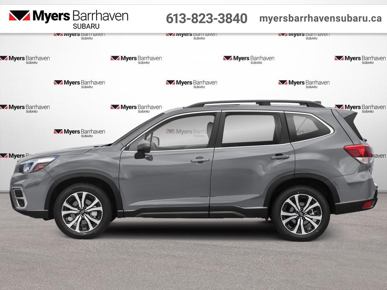 <b>Low Mileage, Navigation,  Sunroof,  Leather Seats,  Premium Sound Package,  Heated Seats!</b><br> <br> For your daily adventures and every new adventure coming, the 2020 Subaru Forester is capable, comfortable, and ready to go anywhere you take it. This 2020 Subaru Forester is fresh on our lot in Nepean.<br> <br>The 2020 Subaru Forester has been redesigned inside and out to provide new comfort, technology, and connectivity while sacrificing none of the capability, versatility, and agility you expect from the iconic Forester name. With new technologies like X-Mode and SI-Drive, the 2020 Subaru Forester is now more ready than ever for those rugged mountain passes, while the comfort and infotainment technology keeps you connected and comfortable for the daily drives.<br> <br>This low mileage SUV has just 43,883 km. Its Ice Silver Metallic in colour and is completely accident free based on the <a href=https://vhr.carfax.ca/?id=uMRmO+AdwkAlpuzIknKYaC/M6rYE6gxJ target=_blank>CARFAX Report</a>. It has an Automatic transmission and is powered by a 182HP 2.5L 4 Cylinder Engine. It may have some remaining factory warranty, please check with dealer for details. <br> <br> Our Foresters trim level is Limited. This premium SUV has an 8 inch touchscreen infotainment system with GPS navigation, STARLINK smartphone integration (including Aha radio), Apple CarPlay and Android Auto functionality, steering wheel controlled audio, and a premium sound system. It also has a sunroof, steering responsive automatic headlights, dual zone automatic climate control, heated leather seats, a heated leather steering wheel, power memory seats, and a power tailgate. ALso included for safety, this SUV is equipped with Subarus patented SRVD and EyeSight complete with pre-collision assist, adaptive cruise control, lane keep assist, and blind spot monitoring. This vehicle has been upgraded with the following features: Navigation, Sunroof, Leather Seats, Premium Sound Package, Heated Seats, Heated Steering Wheel, Power Tailgate .<br> <br>To apply right now for financing use this link: <a href=https://www.myersbarrhavensubaru.ca/quick-approval/ target=_blank>https://www.myersbarrhavensubaru.ca/quick-approval/</a><br> <br/><br><br> The Myers name has been synonymous with first-rate automotive service and products for over 80 years in Ottawa; we are happy to welcome you here to <b> Myers Barrhaven Subaru </b> the unbeatable Subaru dealer in Ottawa and the National Capital Region. Serving drivers as the premier Subaru dealership near Kanata, Orléans, Gatineau, QC and Vanier region, we offer a wide range of new and used offerings from Subaru. If youre in the market for a full range of Subaru cars and Subaru SUVs for sale in Ottawa. </br><br> Come by and check out our fleet of 30+ used cars and trucks and 20+ new cars and trucks for sale in Nepean.  o~o