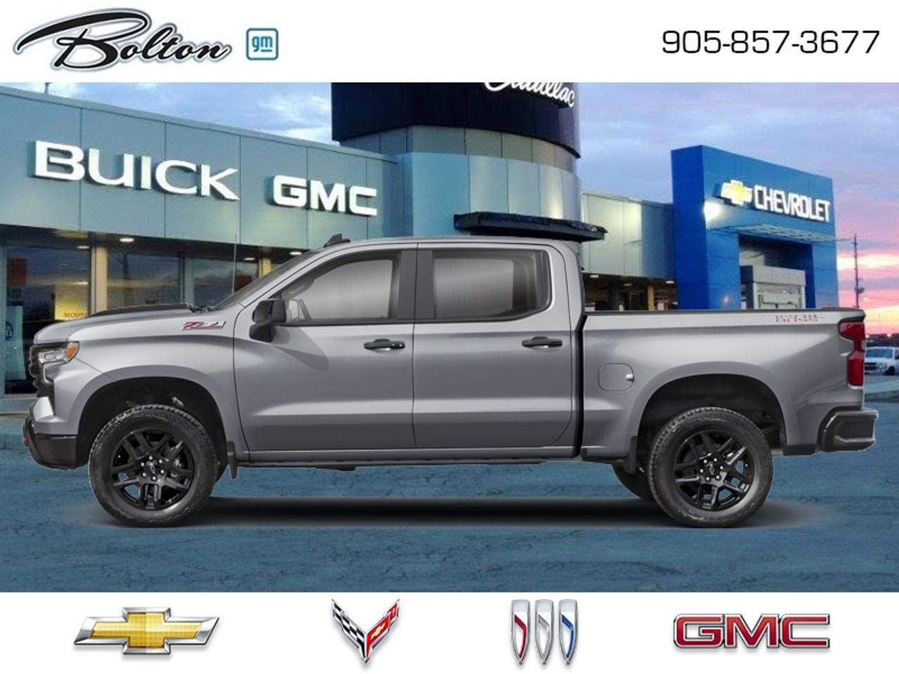 <b>Sunroof, Convenience Package II, Leather Seats, Diesel Engine!</b><br> <br> Inside, the carefully crafted cabin offers comfort, intuitive connectivity and thoughtful design wherever your drive takes you.<br> <br>The 2026 Chevrolet Silverado 1500 delivers full-size pickup performance with a polished interior and smart technology to meet the demands of both work and play. Inside youll find an interior designed for comfort and connectivity, outfitted with modern amenities and a layout that supports both productivity and leisure. With such versatility, the Silverado 1500 stands ready to take on the tough jobs and the long drives in equal fashion.<br> <br>This Sterling Grey Metallic sought after diesel Crew Cab 4X4 pickup has an Automatic transmission and is powered by a 305HP 3.0L Straight 6 Cylinder Engine. <br> <br> Our Silverado 1500s trim level is LT Trail Boss. This trim steps things up with off-road equipment including uprated shocks, skid plates and a heavy duty air filter, heated front seats, a heated steering wheel and dual-zone climate control, along with a trailering package, remote start, aluminum wheels, hitch guidance, a power locking EZ lift tailgate, and an upgraded 13.4-inch infotainment display with navigation capability, Apple CarPlay and Android Auto. Safety features also include lane keep assist with lane departure warning, following distance indication, forward collision alert, and automatic emergency braking with front pedestrian braking. This vehicle has been upgraded with the following features: Sunroof, Convenience Package II, Leather Seats, Diesel Engine.<br><br> <br>To apply right now for financing use this link: <a href=http://www.boltongm.ca/?https://CreditOnline.dealertrack.ca/Web/Default.aspx?Token=44d8010f-7908-4762-ad47-0d0b7de44fa8&Lang=en target=_blank>http://www.boltongm.ca/?https://CreditOnline.dealertrack.ca/Web/Default.aspx?Token=44d8010f-7908-4762-ad47-0d0b7de44fa8&Lang=en</a><br> <br/><br>At Bolton Motor Products, we offer new Chevrolet, Cadillac, Buick, GMC cars and trucks in Bolton, along with used cars, trucks and SUVs by top manufacturers. Our sales staff will help you find that new or used car you have been searching for in the Bolton, Brampton, Nobleton, Kleinburg, Vaughan, & Maple area.<br> Come by and check out our fleet of 20+ used cars and trucks and 120+ new cars and trucks for sale in Bolton.  o~o