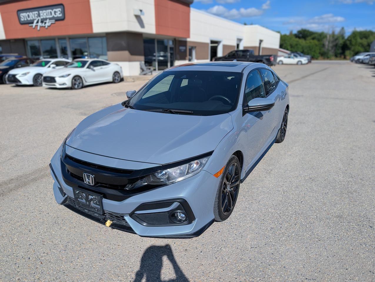 <p dir=ltr>2021 Honda Civic Sport with 106673km. 1.5L 4 cylinder FWD. Clean title and safetied. 1 owner, Manitoba vehicle. Accident free!</p><p><strong>&nbsp;</strong></p><p dir=ltr>Manual transmission</p><p dir=ltr>Heated seats</p><p dir=ltr>Dual climate control</p><p dir=ltr>Adaptive cruise control</p><p dir=ltr>Forward collision warning</p><p dir=ltr>Back up camera</p><p dir=ltr>Sunroof</p><p dir=ltr>Bluetooth</p><p><strong>&nbsp;</strong></p><p dir=ltr>We take trades! Vehicle is for sale in Steinbach by STONE BRIDGE AUTO INC. Dealer #5000 we are a small business focused on customer satisfaction. Text or call before coming to view and ask for sales.</p><p>&nbsp;</p>