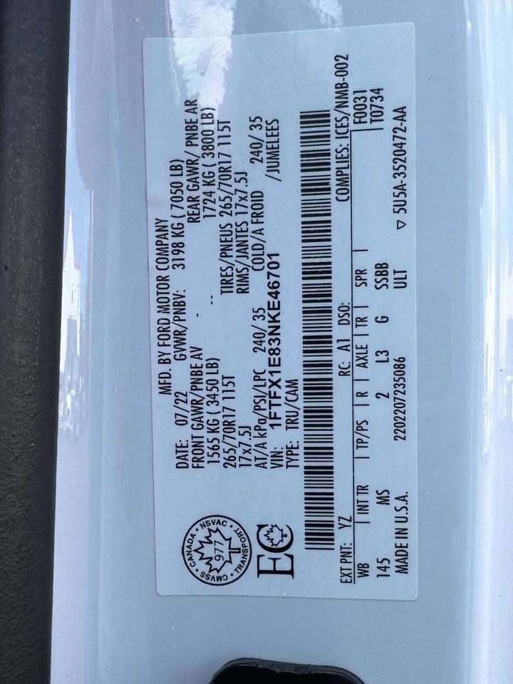 2022 Ford F-150 XL W/ SPACE CAP 4x4 Certified Photo