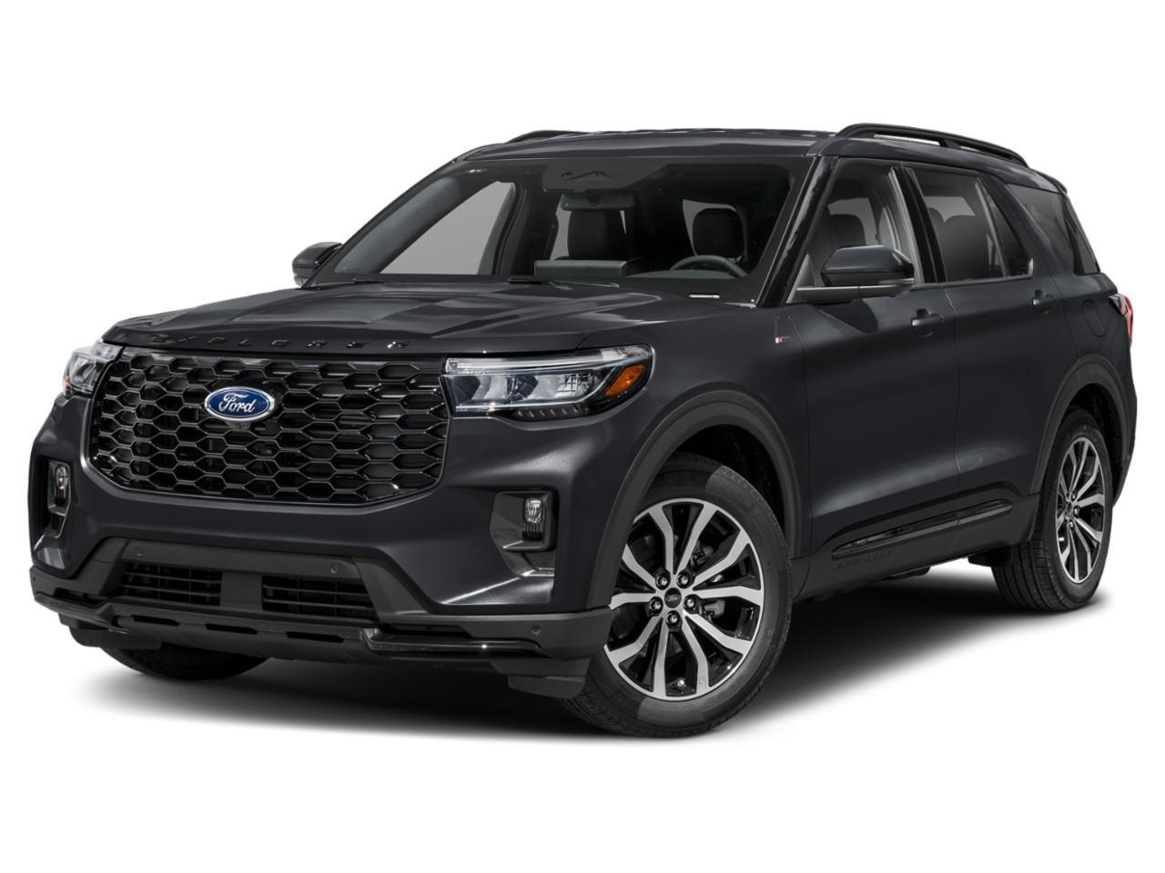 <p>Presenting the 2027 Ford Explorer ST-Line 4WD, a black SUV built for those who demand both luxury and performance. Its 4×4 drivetrain ensures confident handling in all conditions, delivering an exceptional driving experience.</p> <p>The exterior, finished in Agate Black Metallic, is complemented by the bold ST-Line Street Pack, which includes 21" magnetite-painted aluminum wheels and red painted brake calipers for a sporty look. The panoramic Vista Roof with power shade accentuates its sleek design, adding to the overall allure of this formidable vehicle.</p> <p>Inside, the Onyx heated unique cloth captain’s chairs with red stitching offer advanced comfort, with a 10-way power driver's seat and an 8-way power passenger seat, both with lumbar and recline functions. Your driving experience is further enhanced by advanced features like the premium package, which includes ambient lighting, manual-folding sideview mirrors, and a 110V/150W AC power outlet.</p> <p>Stay connected and safe with the state-of-the-art navigation system, Wi-Fi hotspot, and smart device integration. The Explorer comes equipped with a suite of safety features including lane assist, parking sensors, a backup camera, and adaptive cruise control, providing peace of mind on every journey.</p> <p>Perfect for families and adventurers alike, this versatile SUV, with features such as third-row seating, heated front and second-row seats, and remote start, is ready for any trip. Contact Southlake Ford to learn more about the new 2027 Ford Explorer ST-Line 4WD and experience firsthand what makes this SUV a standout choice.</p>