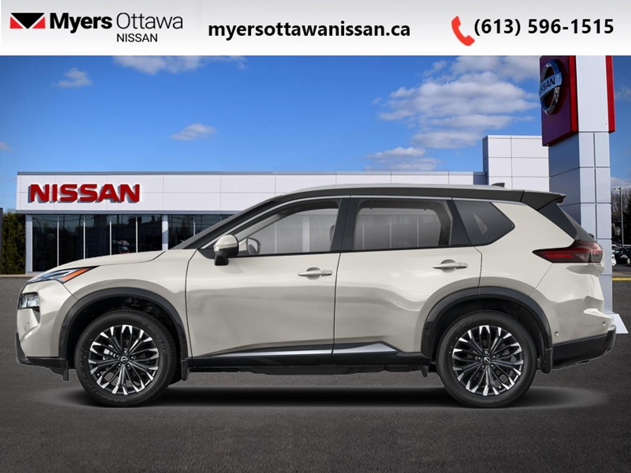 <b>Bose Premium Audio,  HUD,  Sunroof,  Power Liftgate,  360 Camera!</b><br> <br> This refined SUV blends luxury, technology, and everyday practicality with a confident presence.<br> <br>Nissan was out for more than designing a good crossover in this 2026 Rogue. They were designing an experience. Whether your adventure takes you on a winding mountain path or finding the secrets within the city limits, this Rogue is up for it all. Spirited and refined with space for all your cargo and the biggest personalities, this Rogue is an easy choice for your next family vehicle.<br> <br>This 2-tone Champagne Silver SUV has an Automatic transmission and is powered by a 201HP 1.5L 3 Cylinder Engine. <br> <br> Our Rogues trim level is Platinum. Its sophisticated exterior features a power liftgate, panoramic sunroof, chrome and black accents, and a distinctive grille that enhances its modern appeal. Inside, premium quilted semi-aniline leather seats with heating and memory functions, a heated leather steering wheel, dual-zone automatic climate control, and a power-adjustable drivers seat create a comfortable and upscale cabin environment. The intuitive infotainment system includes a 12.3-inch high-definition touchscreen with navigation, Bose premium audio with ten speakers, wireless Apple CarPlay and Android Auto, Google built-in services, and a Wi-Fi hotspot for seamless connectivity. Convenience features like remote start, proximity key entry, and Intelligent Cruise Control make every drive effortless, while advanced safety systems such as ProPILOT Assist 1.1, Blind Spot Intervention, Intelligent Lane Intervention, Emergency SOS, and the Aerial View Camera System provide confidence and awareness on every journey. This vehicle has been upgraded with the following features: Bose Premium Audio, HUD, Sunroof, Power Liftgate, 360 Camera, Intelligent Cruise Control, Navigation.<br><br> <br>To apply right now for financing use this link: <a href=https://www.myersottawanissan.ca/finance target=_blank>https://www.myersottawanissan.ca/finance</a><br> <br/>Total rebate of $5000 is reflected in the price. Incentives expire 2026-08-31. See dealer for details. <br> <br> <br>LEASING:<br><br>Estimated Lease Payment: $622/m <br>Payment based on 2.4% lease financing for 60 months with $0 down payment on approved credit. Total obligation $37,345. Mileage allowance of 16,000 KM/year. Offer expires 2026-08-31.<br><br><br><br> Come by and check out our fleet of 30+ used cars and trucks and 120+ new cars and trucks for sale in Ottawa.  o~o