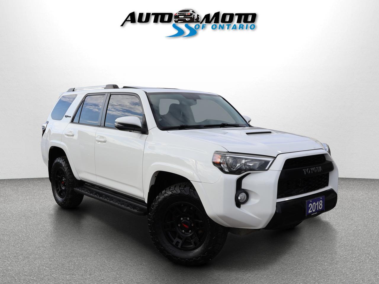 <p>*SAFETY INCLUDED*ACCIDENT FREE*LOCAL ONTARIO CAR*<span> Very Clean AWD Toyota 4Runner TRD V6 4.0L with Automatic Transmission has Heated Seat, Cruise Control, and Alloy. White on Black Leather Interior. Fully Loaded with: Power Windows, Power Locks, and Power Heated Mirrors, CD, AC/AUX, Keyless Entry, Alloys, Cruise Control, Back Up Camera, Navigation System, Sunroof, Heated Seats, Bluetooth, Steering Mounted Controls, Push To Start, Roof Rack, and ALL THE POWER OPTIONS !!!!!</span></p><p><span>-------------------------------------------------</span></p><p><span>Financing options are available from 6.29% with $0 Down payment O.A.C.</span><br><span>-------------------------------------------------</span><br><span>SAFETY CERTIFICATION INCLUDED*** Vehicle comes with: Safety Certification, and Car Fax Report ALL INCLUDED!! At no extra cost to you!! Dont miss this opportunity to own a high-quality, pre-owned vehicle. </span><br><span>-------------------------------------------------</span><br><span>Additionally, our vehicles qualify for up to 4 years of extended warranty. Please speak to your sales representative for more information.</span><br><span>-------------------------------------------------</span><br><span>We are open Monday to Saturday from 10am - 6pm, Sundays Closed.</span><br><span>-------------------------------------------------</span><br><span>We also welcome trade-ins, with on-site buyers available to estimate your vehicle on the same day.</span><br><span>-------------------------------------------------</span><br><span>Visit us at 3219 Harvester Road, Burlington, L7N 3N8 or call us at Nine O Five-281-2255 for more information.</span><br><span>------------------------------------------------</span><br><span>Check our inventory at www automotoinc ca</span></p>