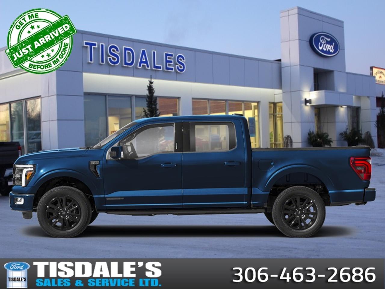 <b>Sunroof, 20 inch Aluminum Wheels, Trailer Tow Mirrors!</b><br> <br> Check out the large selection of new Fords at Tisdales today!<br> <br>The 2026 Ford F-150 incorporates driver-assist technologies and modern connectivity designed to enhance control and convenience.<br> <br>The 2026 Ford F-150 combines proven leadership in toughness with smart innovation to deliver a truck built for real-world demands. Inside, the cabin features refined materials, intuitive tech and comfortable seating to support both driver and passengers on every journey. With its strong presence, flexible design and Fords legacy of dependability, the F-150 is ready for whatever work or play you throw its way.<br> <br>This Antimatter Blue Metallic Crew Cab 4X4 pickup has an Automatic transmission and is powered by a 382HP 3.5L V6 Cylinder Engine. <br> <br> Our F-150s trim level is Platinum. This exceptional pickup commands attention with its striking black grille, body-coloured bumpers, directionally adaptive projector beam LED headlights, power running boards, and gloss black painted aluminum wheels. Inside, the ultra-refined cabin showcases sophisticated craftsmanship with aluminum and leather inserts, a heated leather steering wheel with auto tilt away, locking second row underseat storage, and unique multi-contour leather bucket seats featuring heating, ventilation, and Active Motion massage functionality. Every journey is further elevated by world-class tech and convenience, including a Head-Up Display, voice activated dual zone automatic air conditioning, power adjustable pedals, and a 12-inch SYNC 4 display integrated with a 14-speaker B&O Unleashed sound system and connected navigation. Finally, you can travel with ultimate peace of mind under the protection of cutting-edge safety features like BlueCruise driving technology, adaptive cruise control with stop and go, a blind spot information system with cross traffic alert, and a full aerial view camera system equipped with a cargo bed camera. This vehicle has been upgraded with the following features: Sunroof, 20 inch Aluminum Wheels, Trailer Tow Mirrors.<br><br> View the original window sticker for this vehicle with this url <b><a href=http://www.windowsticker.forddirect.com/windowsticker.pdf?vin=1FTFW7L83TFB56442 target=_blank>http://www.windowsticker.forddirect.com/windowsticker.pdf?vin=1FTFW7L83TFB56442</a></b>.<br> <br>To apply right now for financing use this link: <a href=http://www.tisdales.com/shopping-tools/apply-for-credit.html target=_blank>http://www.tisdales.com/shopping-tools/apply-for-credit.html</a><br> <br/>Total rebate of $2500 is reflected in the price. 3.99% financing for 84 months. <br> Buy this vehicle now for the lowest bi-weekly payment of <b>$709.79</b> with $0 down for 84 months @ 3.99% APR O.A.C. ( Plus applicable taxes - $699 administration fee included in sale price. / Federal Luxury Tax of $2106.00 included.). Incentives expire 2026-08-31. See dealer for details. <br><br>Tisdales is not your standard dealership. Sales consultants are available to discuss what vehicle would best suit the customer and their lifestyle, and if a certain vehicle isnt readily available on the lot, one will be brought in.<br> Come by and check out our fleet of 20+ used cars and trucks and 80+ new cars and trucks for sale in Kindersley.  o~o