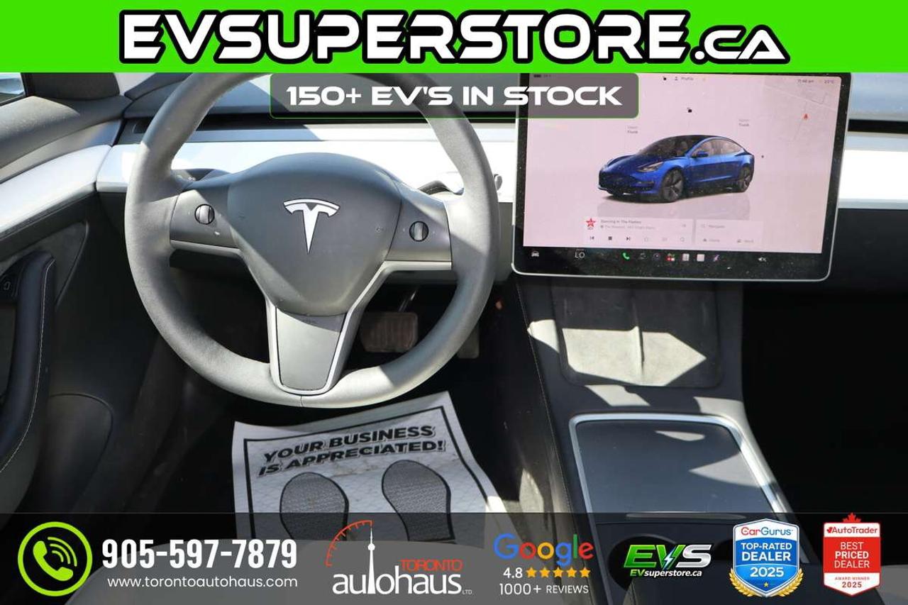 2023 Tesla Model 3 WHITE INT I OVER 150 EV'S I EVSUPERSTORE.CA Photo