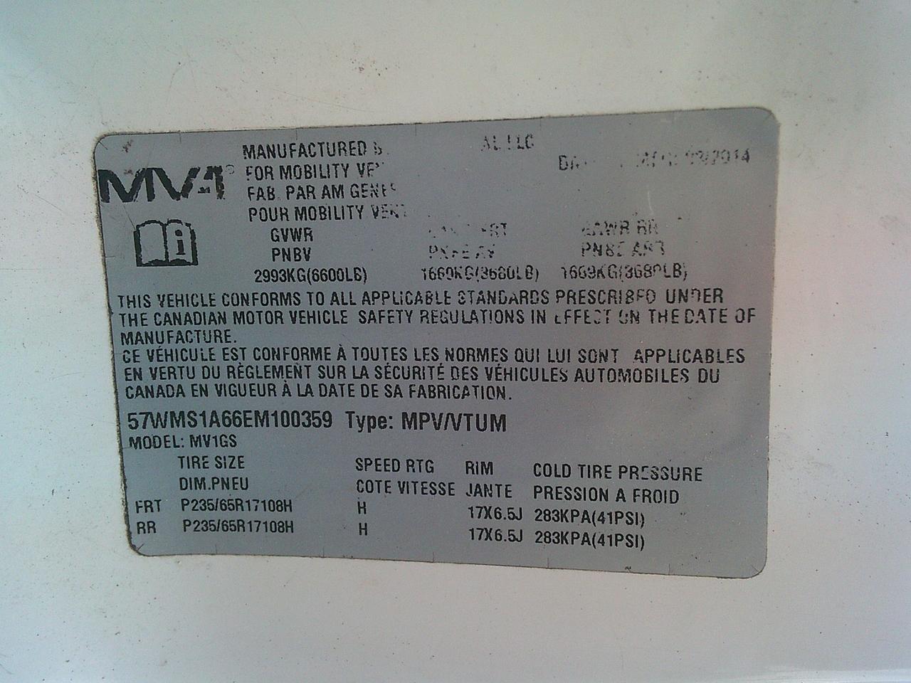 2014 AM General MV-1 Wheelchair Accessibility Van Photo