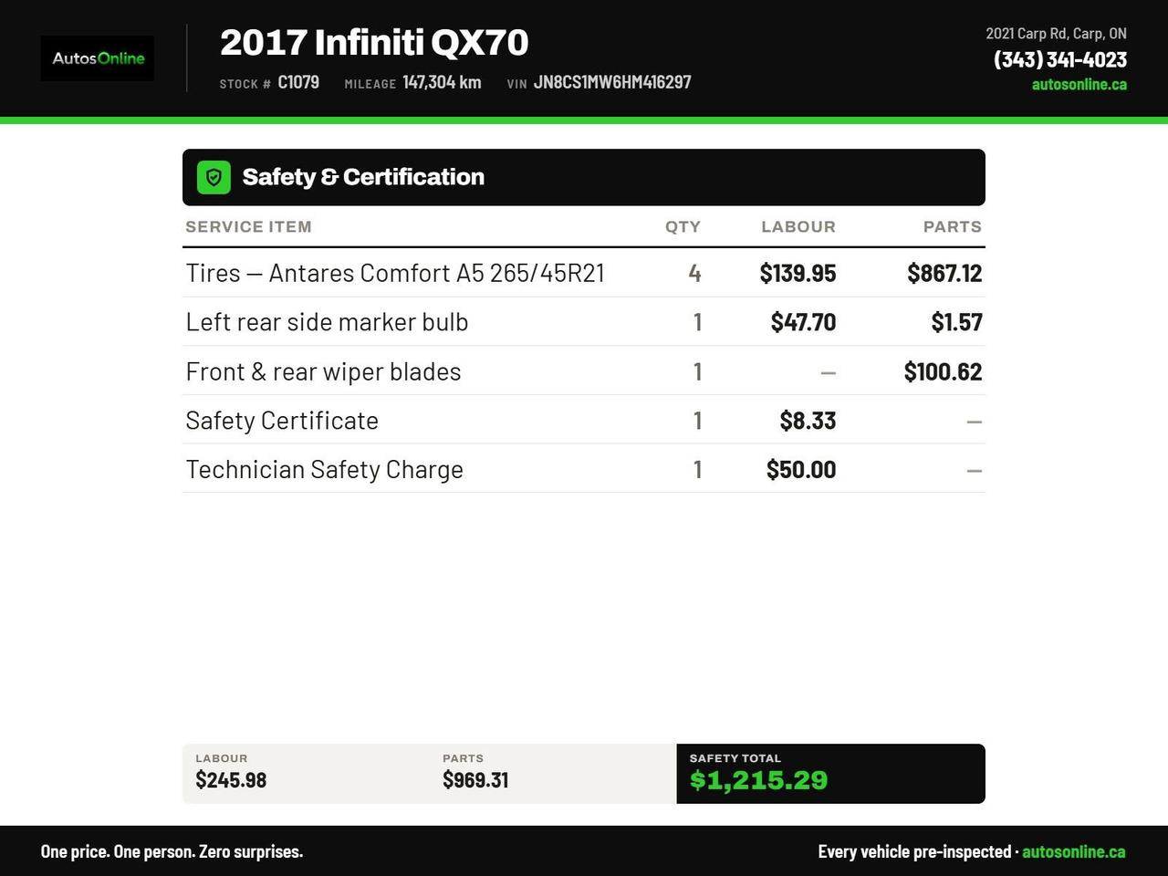 2017 Infiniti QX70 LIMITED-NAV-SUNROOF-HEATED AC LEATHER SEATS Photo