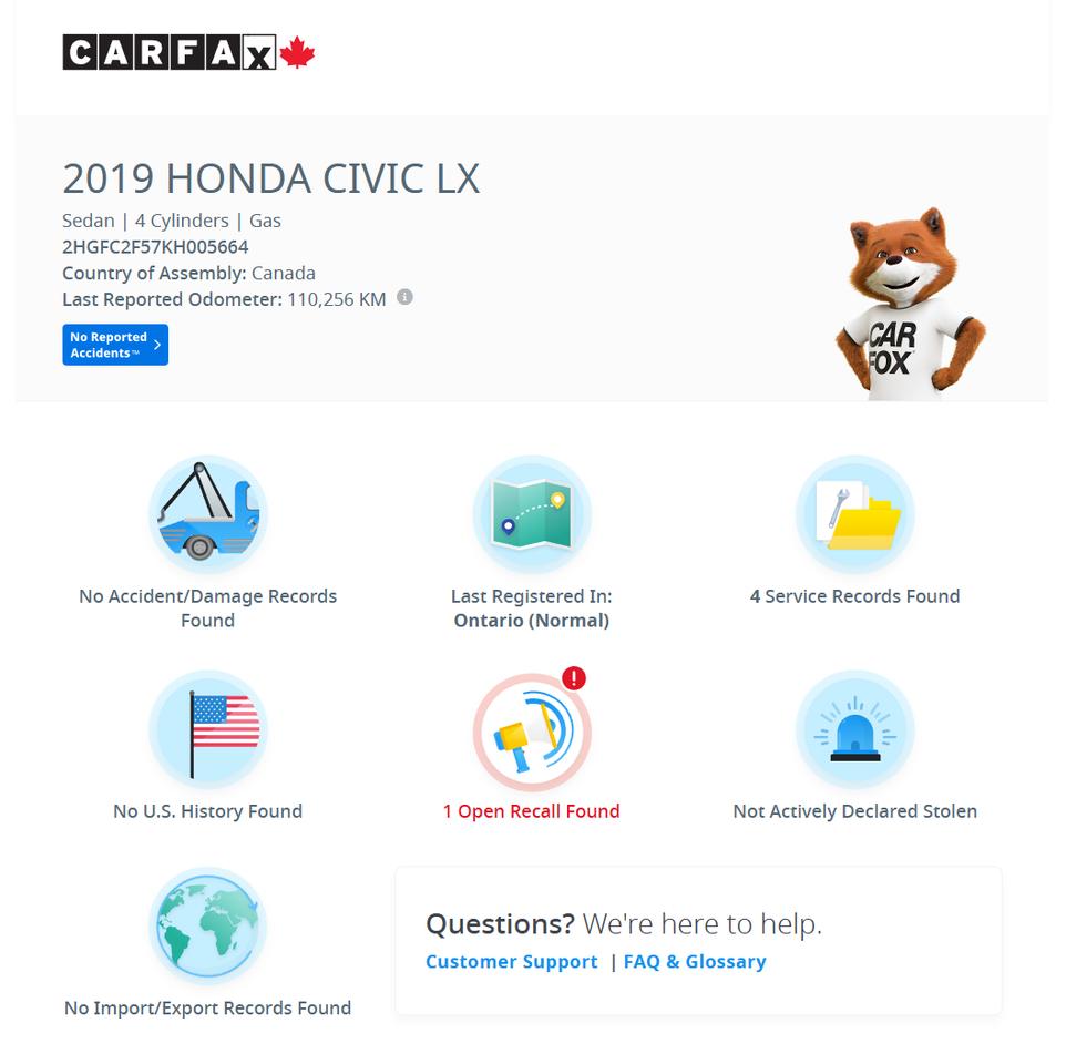 2019 Honda Civic LX+CLEAN CARFAX+ACCIDENT FREE Photo