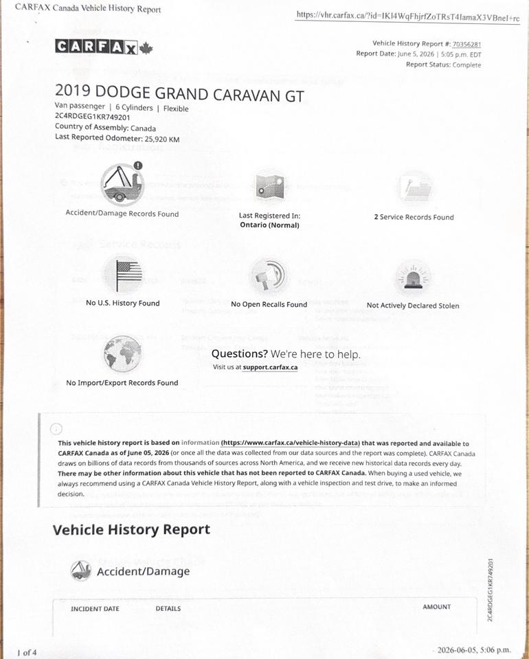 2019 Dodge Grand Caravan GT Photo