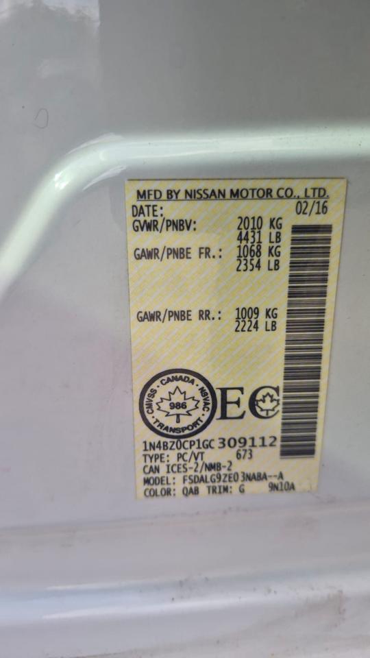 2016 Nissan Leaf SV, ONE OWNER, NO ACCIDENT, ELECTRIC Photo
