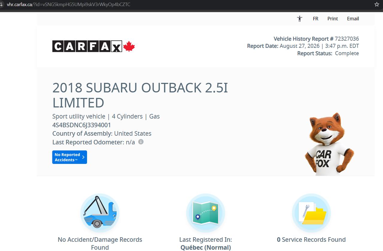 2018 Subaru Outback LIMITED Photo